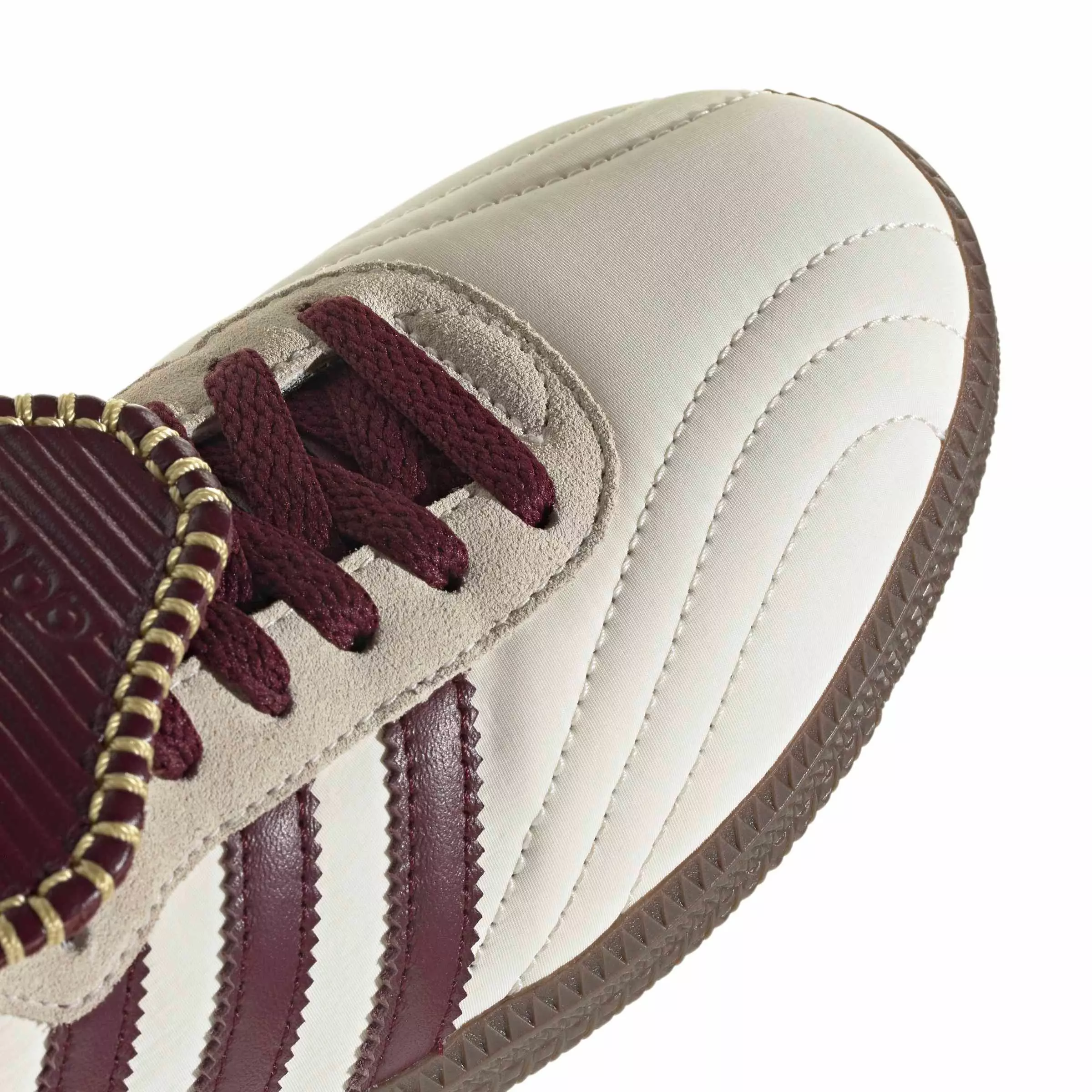 adidas Originals Samba Long Tongue "Cream White/Maroon/Gold Metallic" Women's Shoe - CREAM/MAROON/GOLD