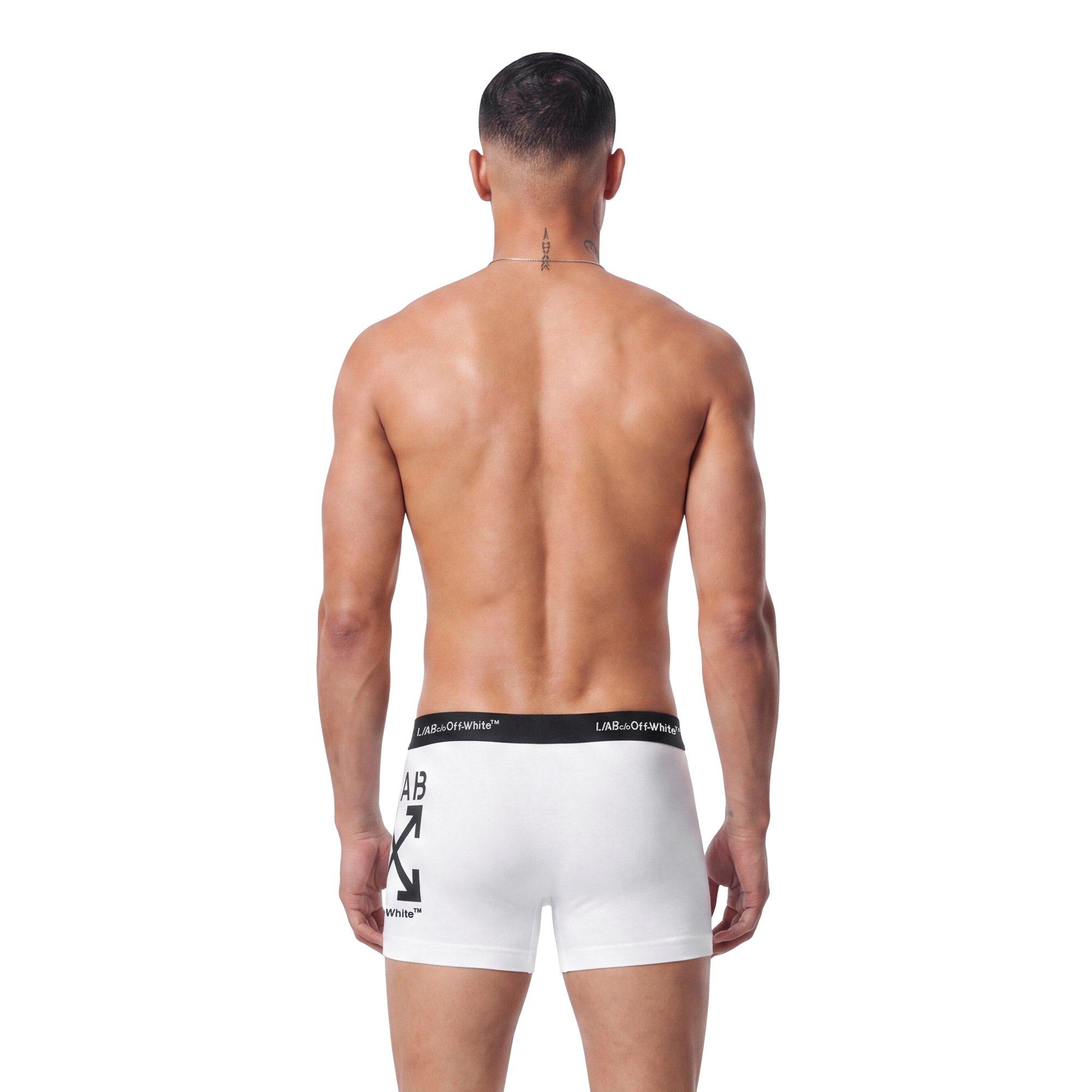 L/AB c/o Off-White Men's Horizontal Repeat Big Arrow 3" Trunk With Fly (3 Pack) - Black/White/Grey - BLACK/WHITE/GREY