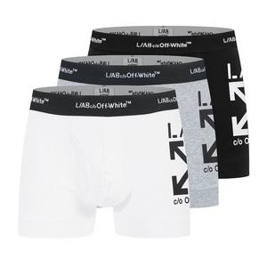 L/AB c/o Off-White Men's Horizontal Repeat Big Arrow 3" Trunk With Fly (3 Pack) - Black/White/Grey - BLACK/WHITE/GREY