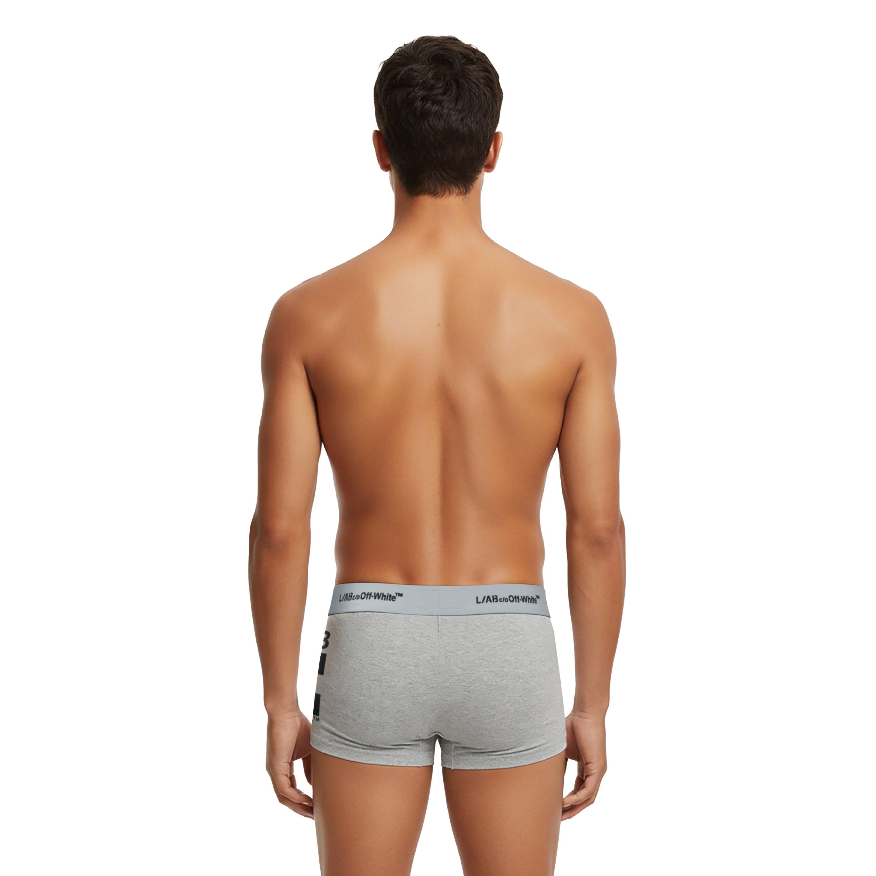 L/AB c/o Off-White Men's Horizontal Repeat Big Arrow 3" Trunk (3 Pack) - Black/White/Grey - BLACK/WHITE/GREY