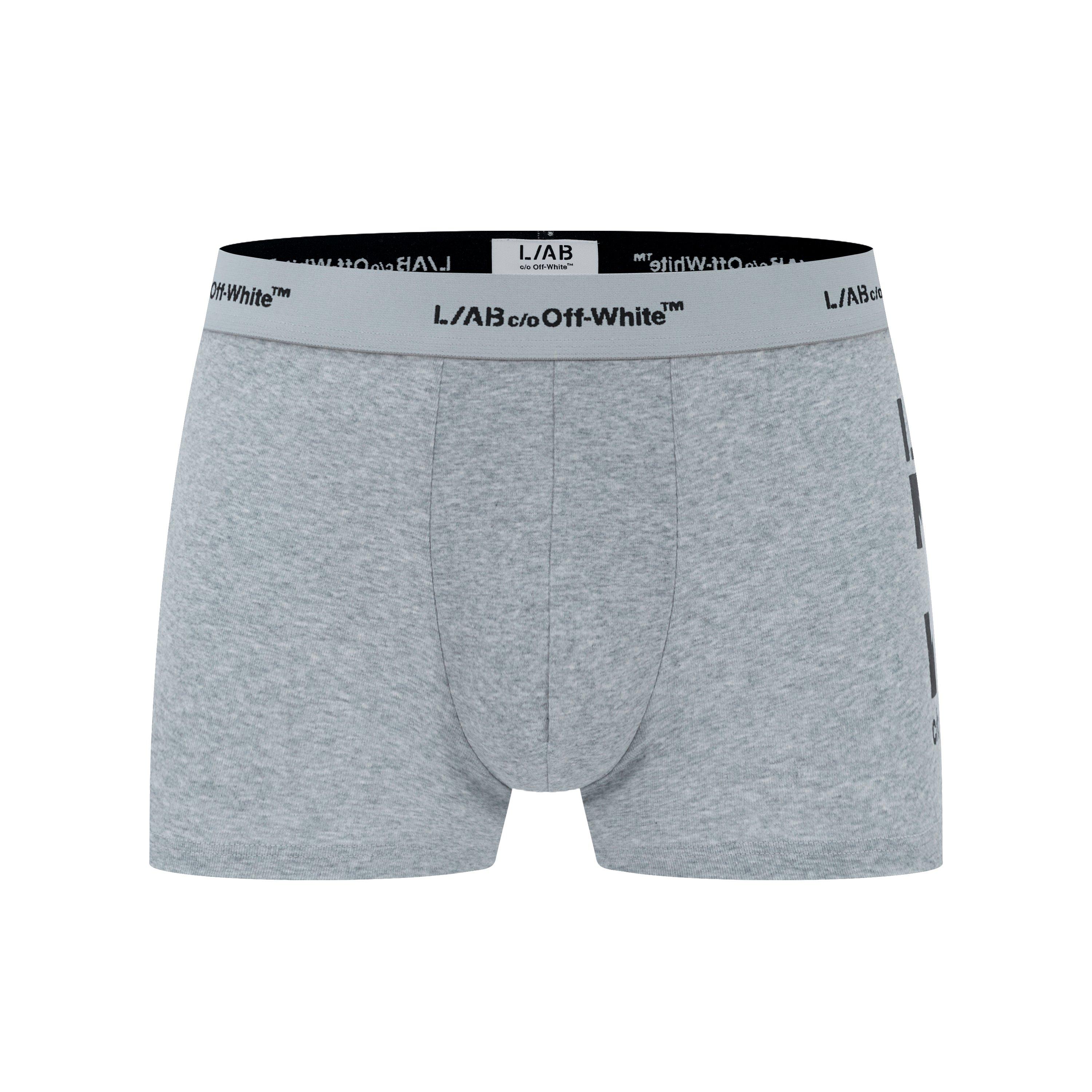 L/AB c/o Off-White Men's Horizontal Repeat Big Arrow 3" Trunk (3 Pack) - Black/White/Grey - BLACK/WHITE/GREY