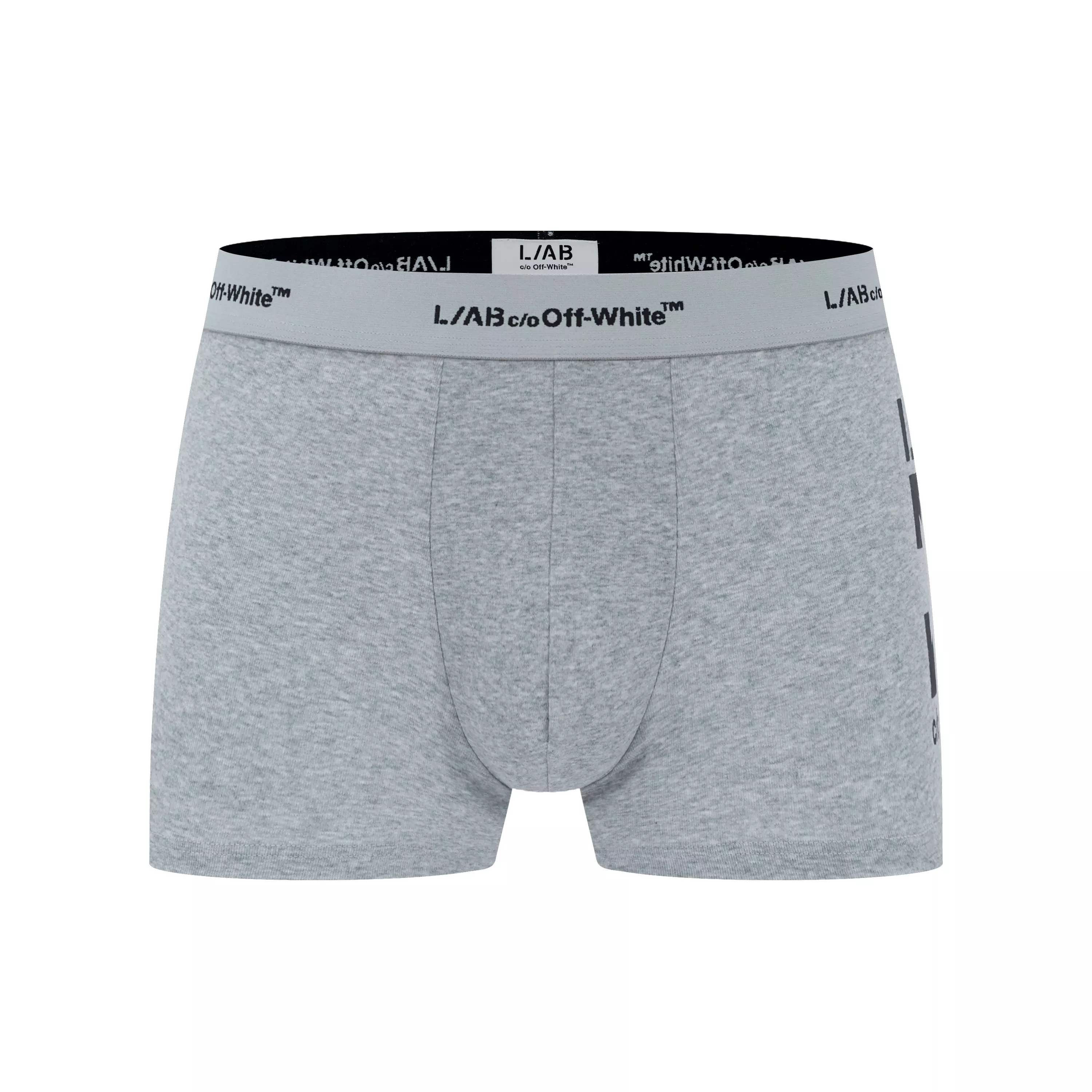 L/AB c/o Off-White Men's Horizontal Repeat Big Arrow 3" Trunk (3 Pack) - Black/White/Grey - BLACK/WHITE/GREY