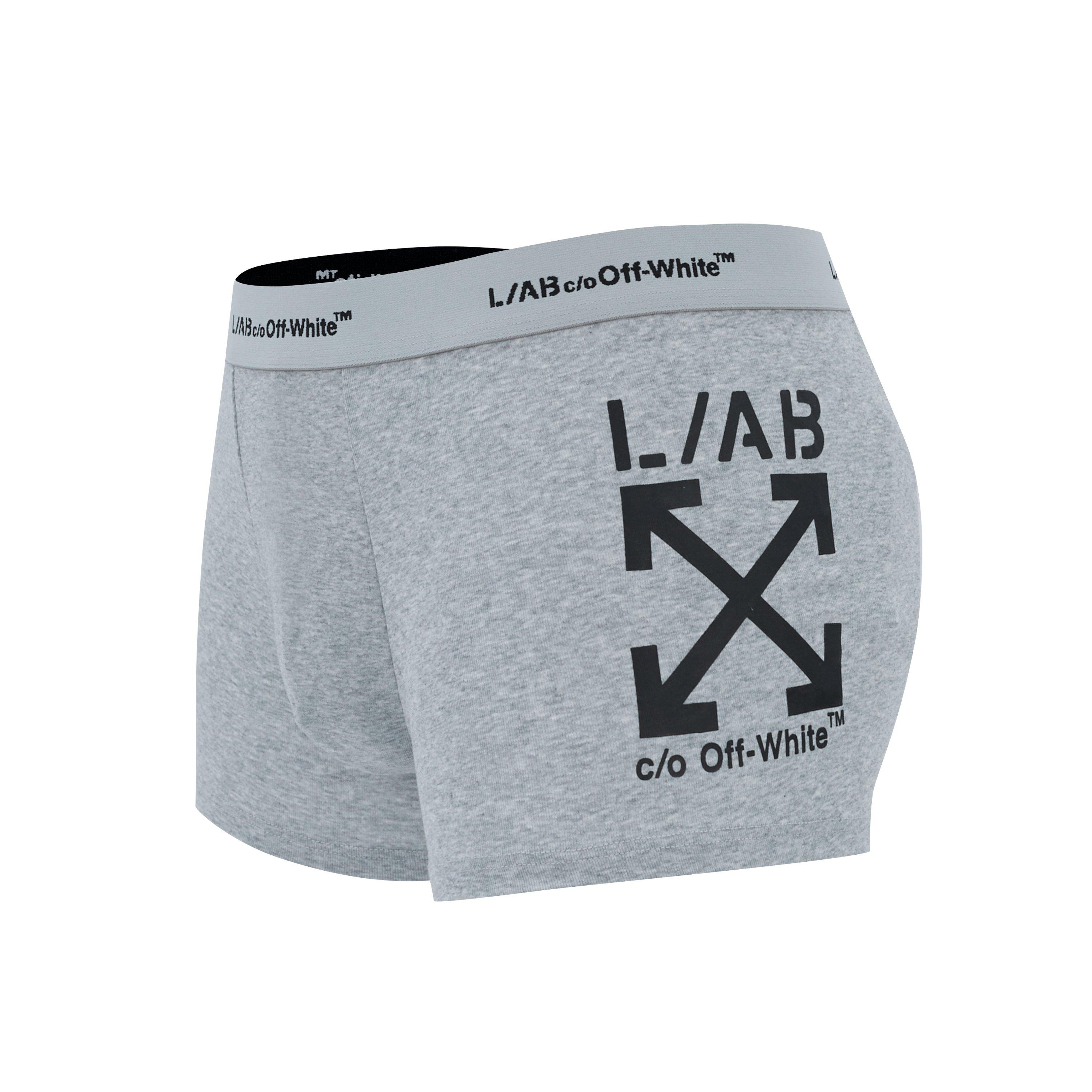 L/AB c/o Off-White Men's Horizontal Repeat Big Arrow 3" Trunk (3 Pack) - Black/White/Grey - BLACK/WHITE/GREY