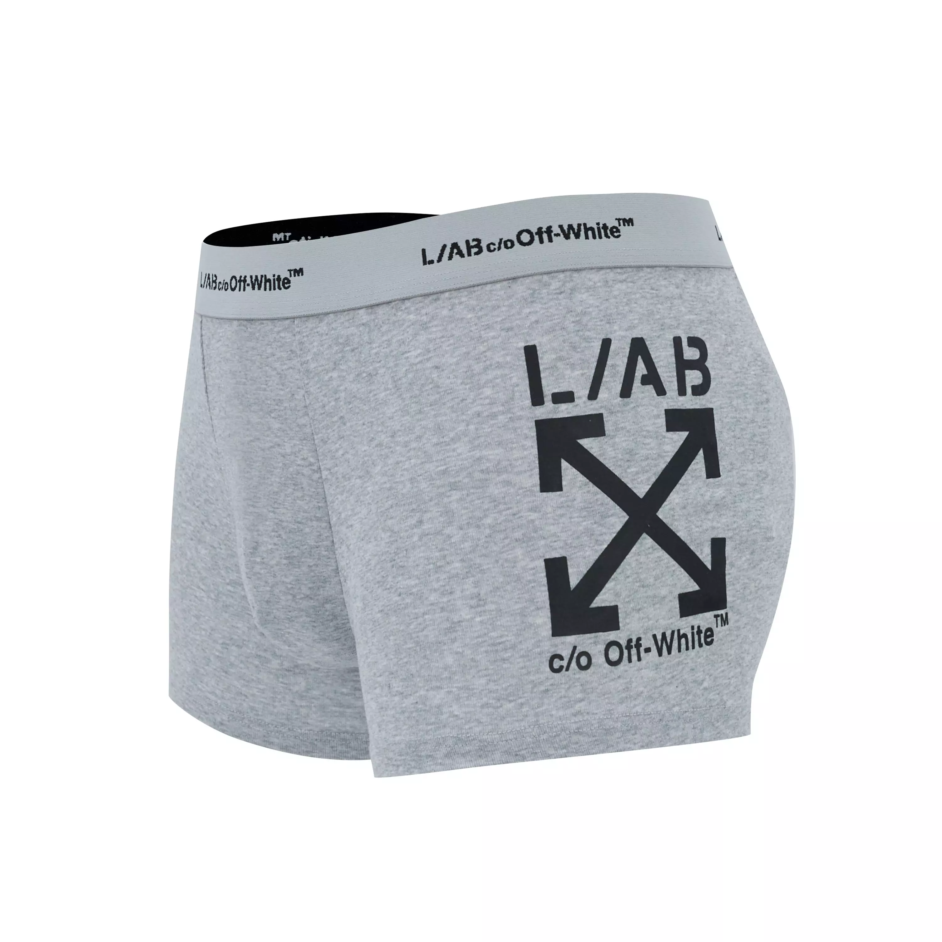 L/AB c/o Off-White Men's Horizontal Repeat Big Arrow 3" Trunk (3 Pack) - Black/White/Grey - BLACK/WHITE/GREY