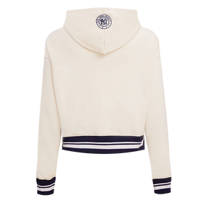 Pro Standard Women's MLB New York Yankees Retro Classic Cropped Fleece Hoodie -Eggshell/Navy