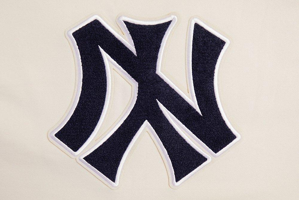 Pro Standard Women's MLB New York Yankees Retro Classic Cropped Fleece Hoodie -Eggshell/Navy - EGGSHELL/NAVY Thumbnail View 5
