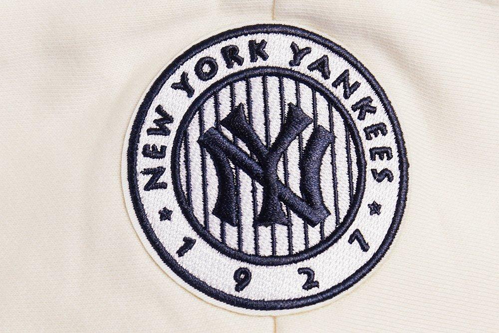 Pro Standard Women's MLB New York Yankees Retro Classic Cropped Fleece Hoodie -Eggshell/Navy - EGGSHELL/NAVY Thumbnail View 6