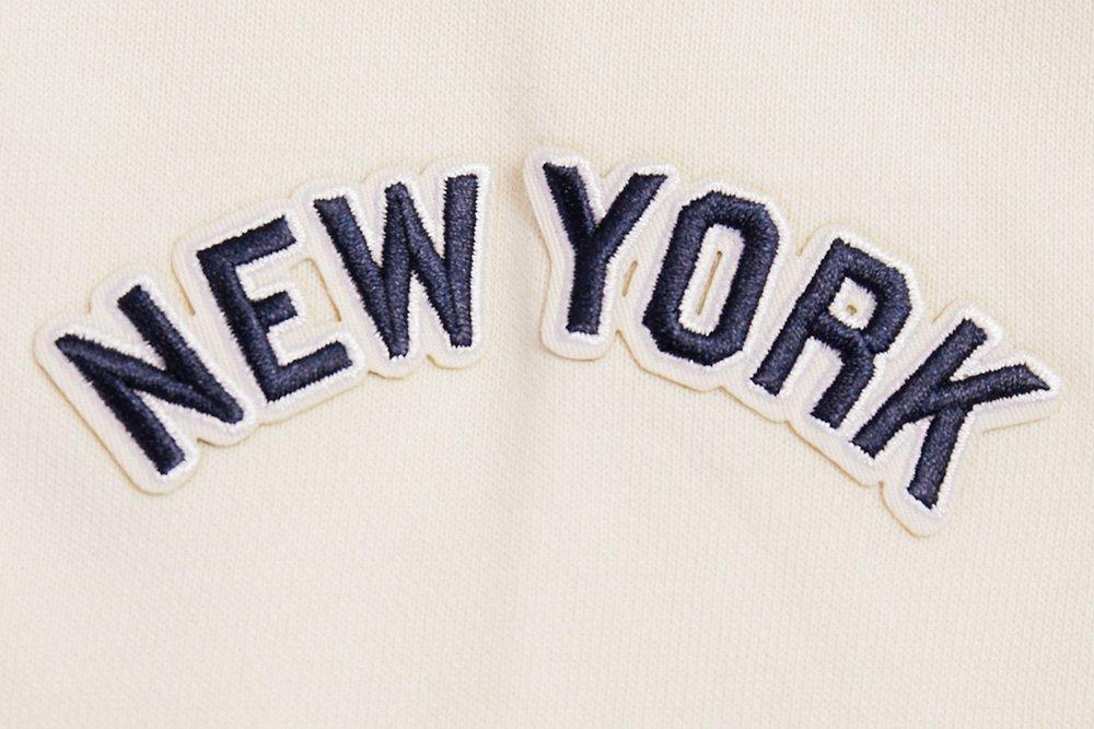 Pro Standard Women's MLB New York Yankees Retro Classic Cropped Fleece Hoodie -Eggshell/Navy - EGGSHELL/NAVY Thumbnail View 7