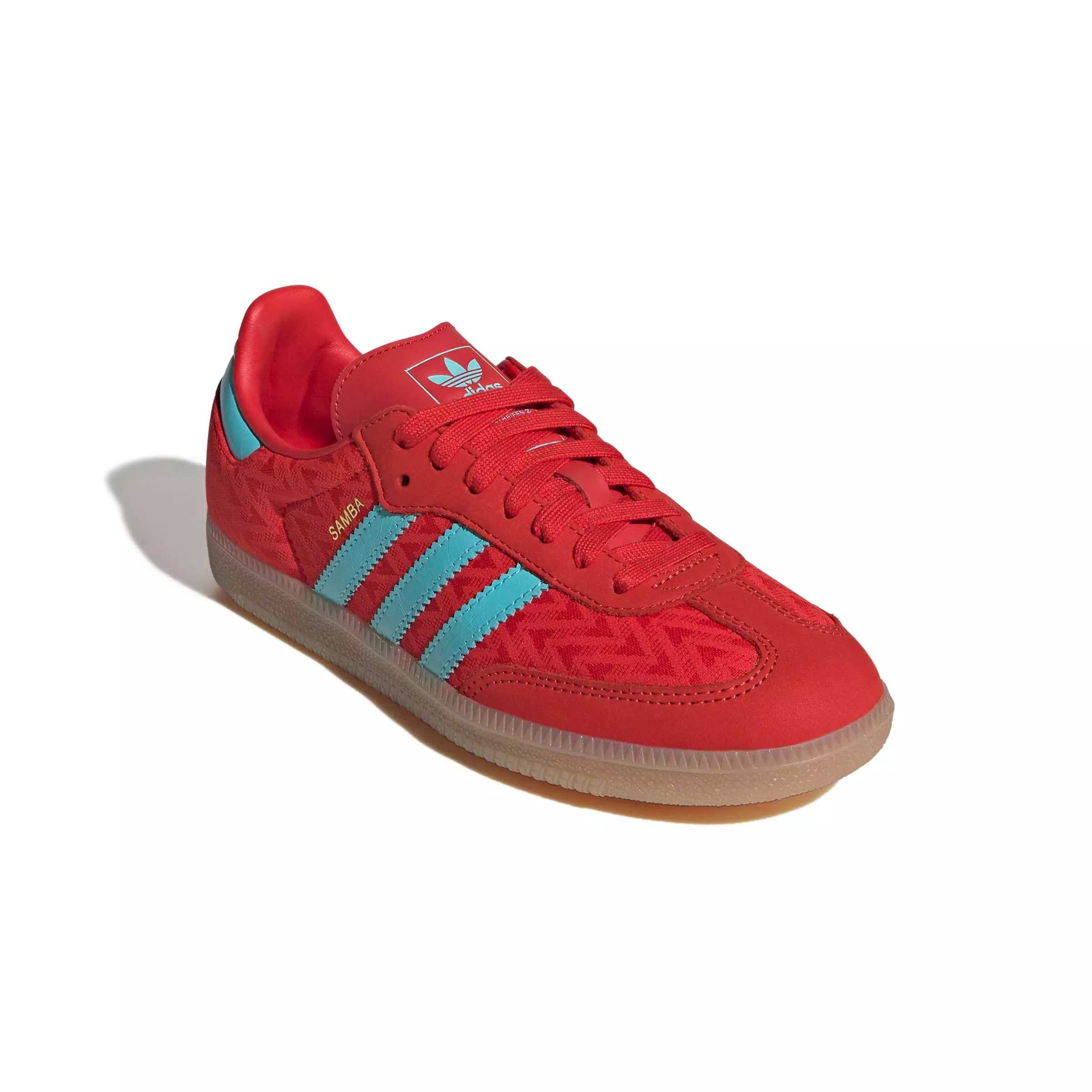 adidas Originals Samba OG "Red/Pulse Aqua/Gold Metallic" Women's Shoe - RED/AQUA/GOLD