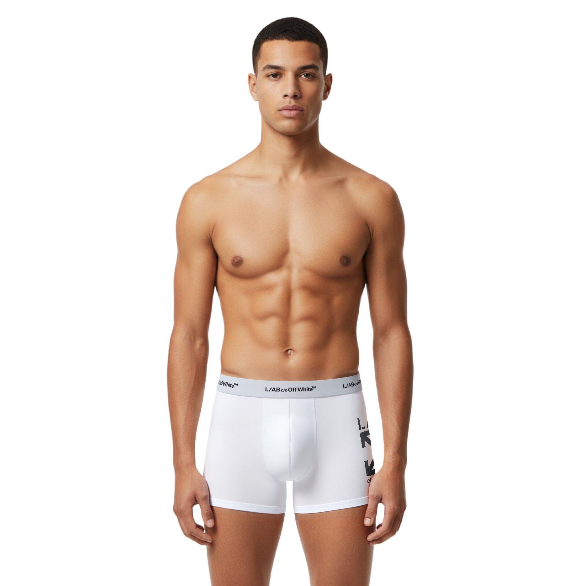 L/AB c/o Off-White Men's Horizontal Repeat Big Arrow 6" Boxer Brief (3 Pack) - Black/White/Grey - BLACK/WHITE/GREY