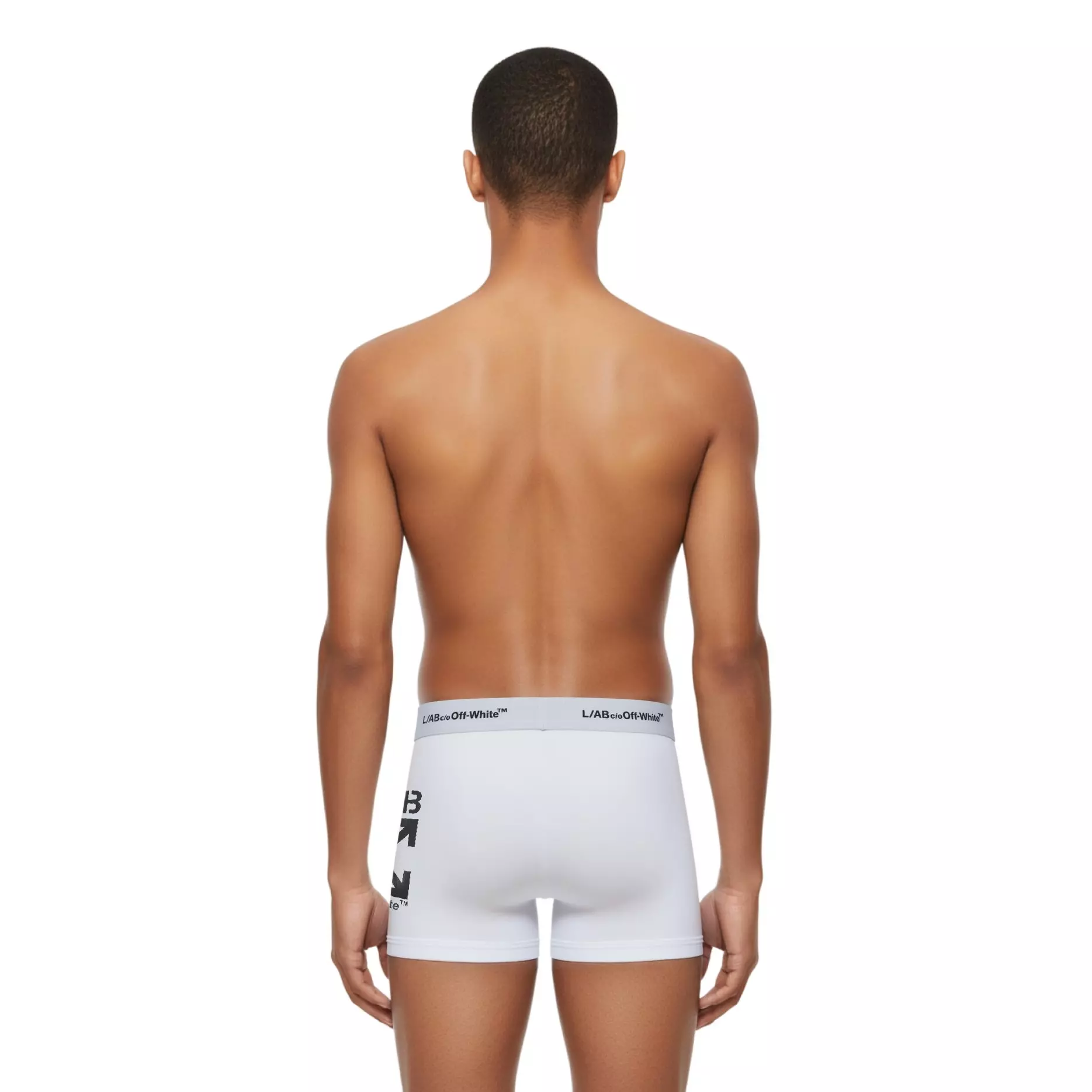 L/AB c/o Off-White Men's Horizontal Repeat Big Arrow 6" Boxer Brief (3 Pack) - Black/White/Grey - BLACK/WHITE/GREY