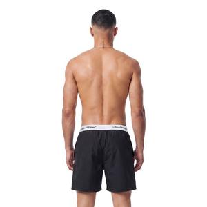 L/AB c/o Off-White Men's Horizontal Repeat Solid Woven Boxer With Fly - Black - BLACK