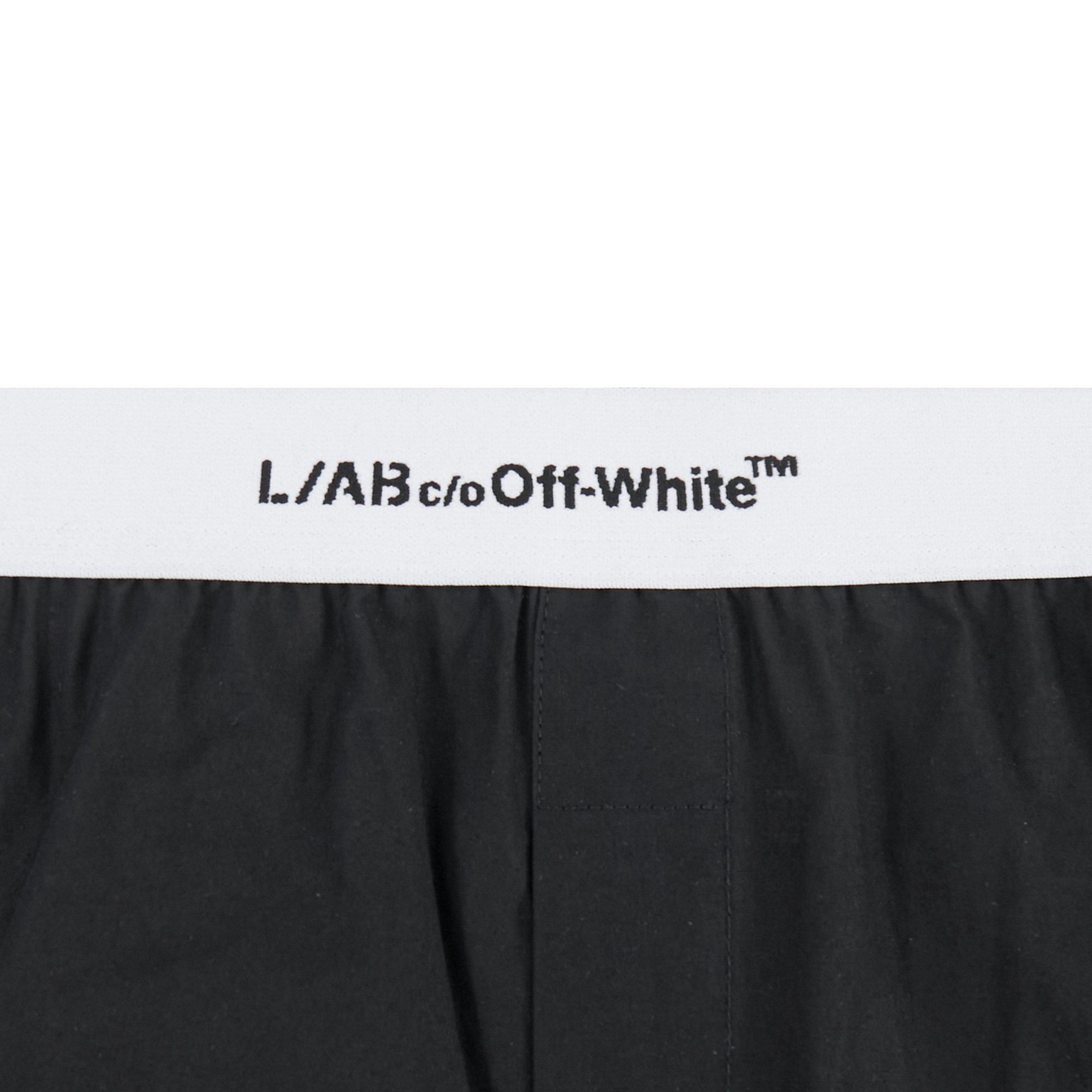 L/AB c/o Off-White Men's Horizontal Repeat Solid Woven Boxer With Fly - Black - BLACK