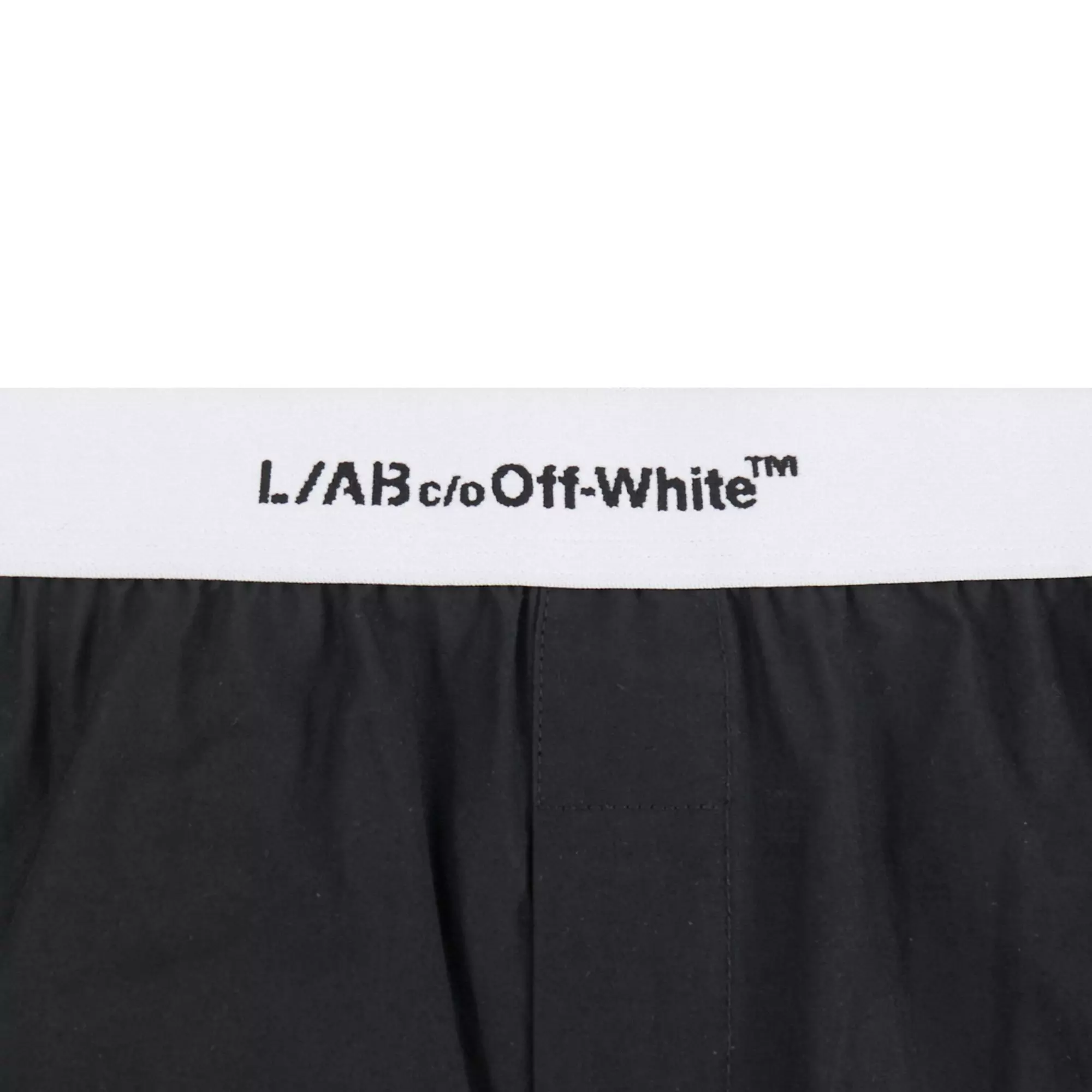 L/AB c/o Off-White Men's Horizontal Repeat Solid Woven Boxer With Fly - Black - BLACK