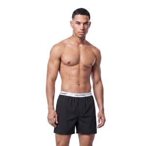L/AB c/o Off-White Men's Horizontal Repeat Solid Woven Boxer With Fly - Black - BLACK