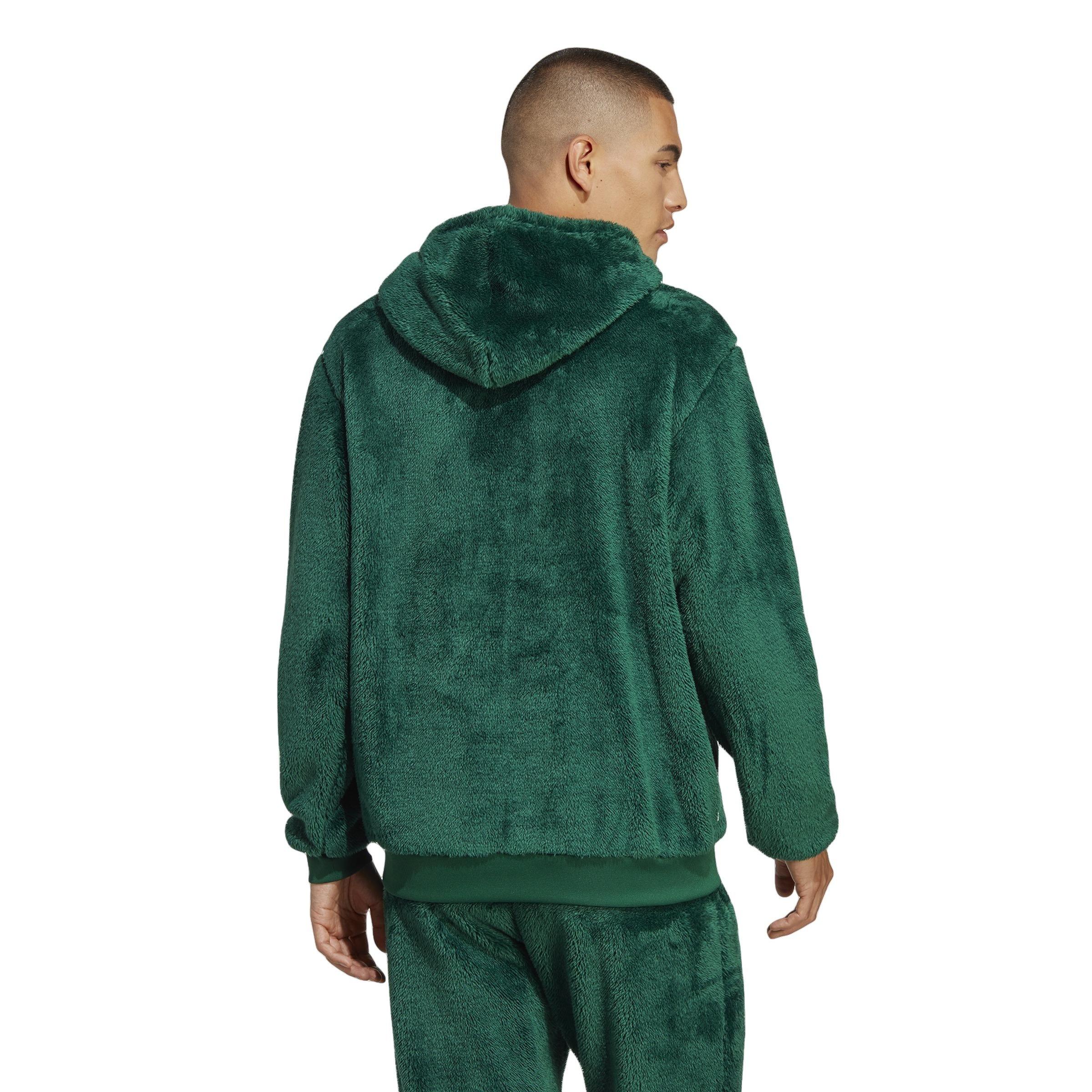 adidas Originals Men's Essentials Fluffy Fleece Hoodie-Green - Hibbett