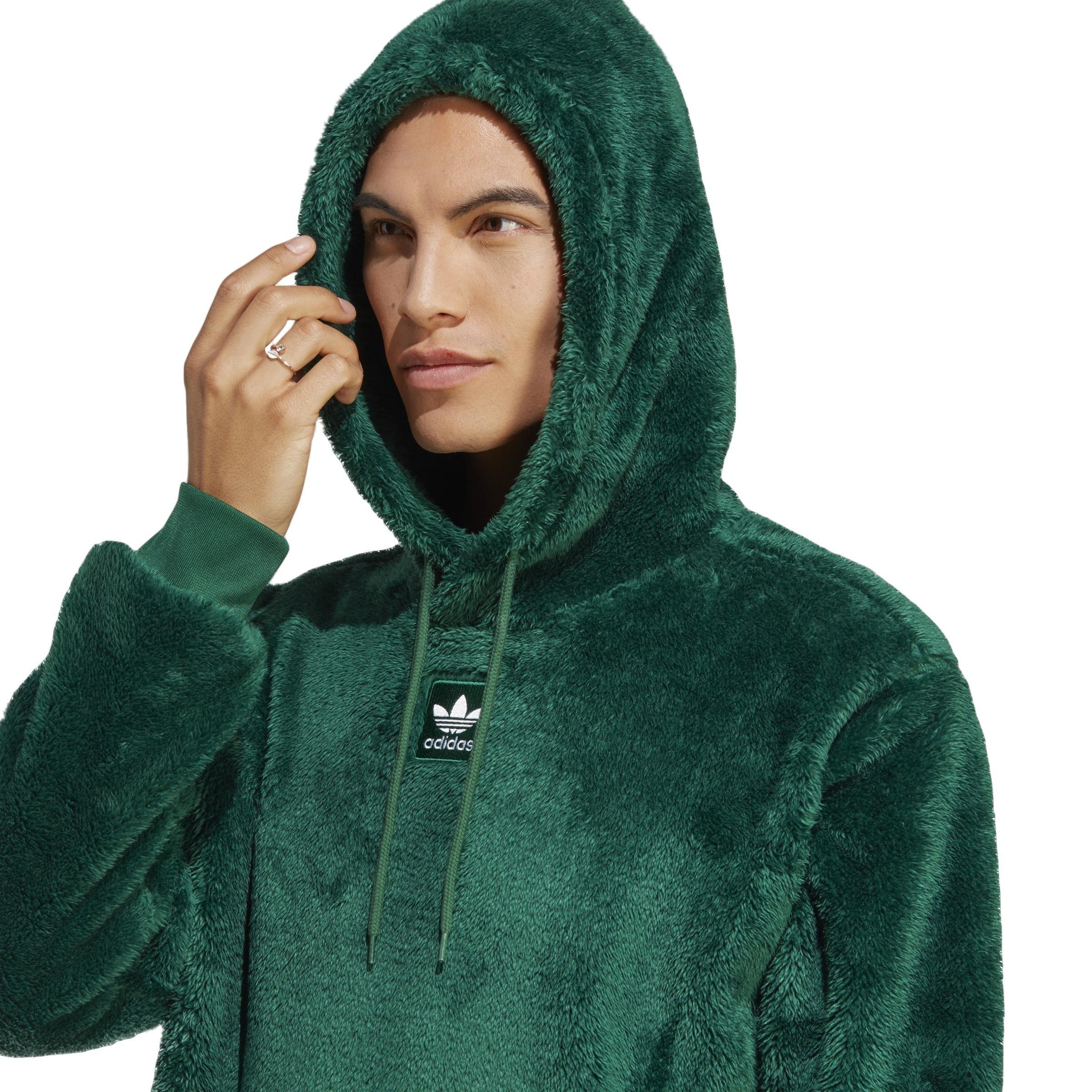 adidas Originals Men s Essentials Fluffy Fleece Hoodie Green Hibbett