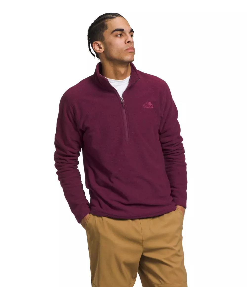 The North Face Men's Textured Cap Rock 1/4 Zip Fleece Jacket - MAROON