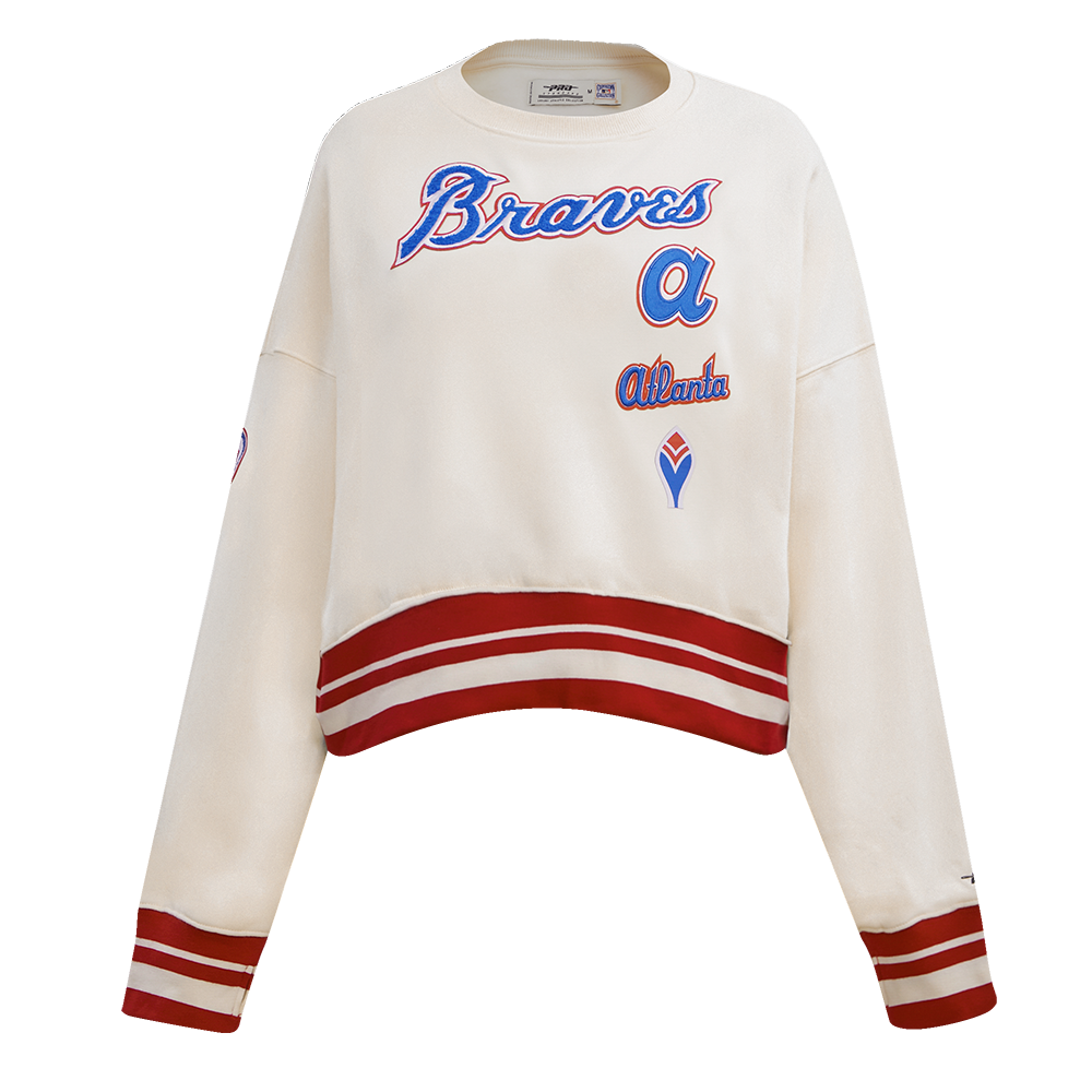 Pro Standard Women's Atlanta Braves Retro Classics Crewneck - Eggshell - EGGSHELL Thumbnail View 1