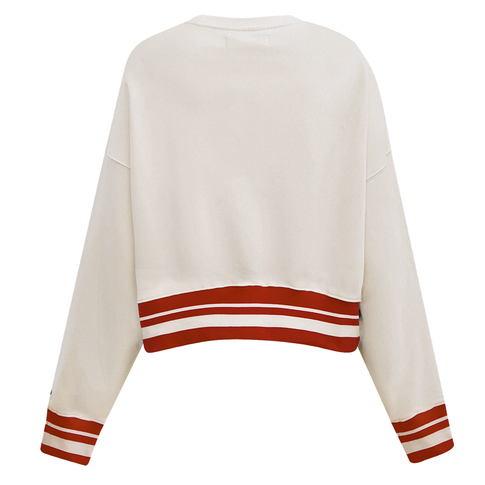 Pro Standard Women's Atlanta Braves Retro Classics Crewneck - Eggshell - EGGSHELL Thumbnail View 2