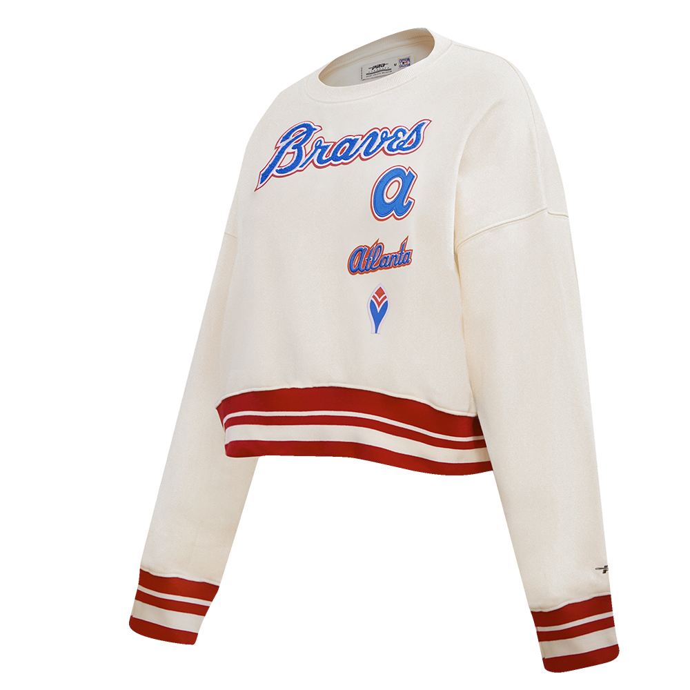 Pro Standard Women's Atlanta Braves Retro Classics Crewneck - Eggshell - EGGSHELL Thumbnail View 3