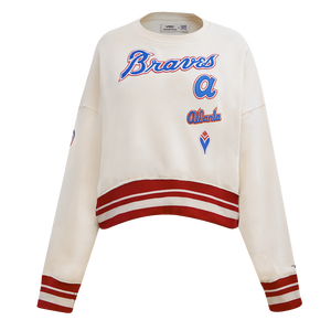 Pro Standard Women's Atlanta Braves Retro Classics Crewneck - Eggshell