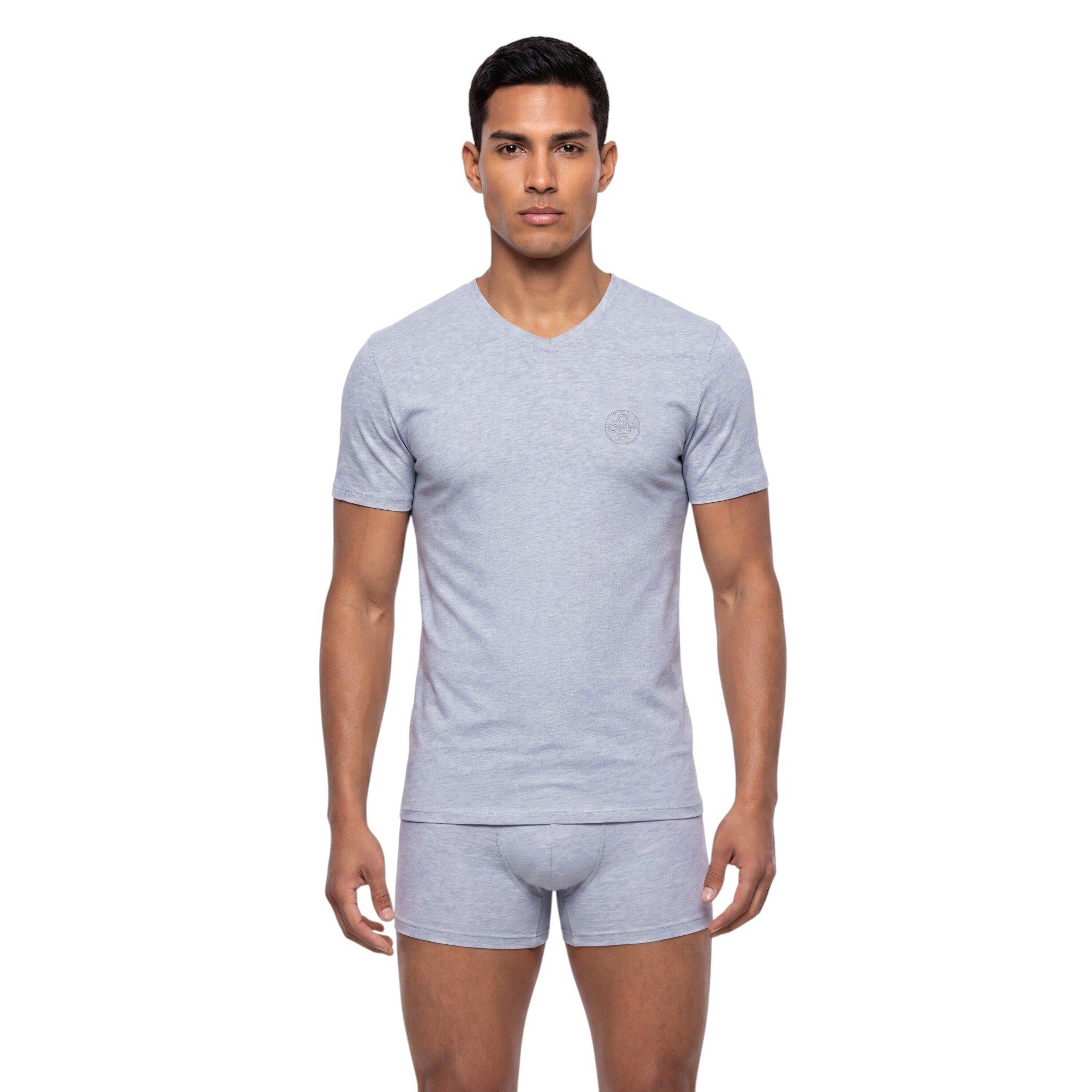 L/AB c/o Off-White Men's Chest Logo Classic Crew Undershirt (3 Pack) - Black/White/Grey - BLACK/WHITE/GREY