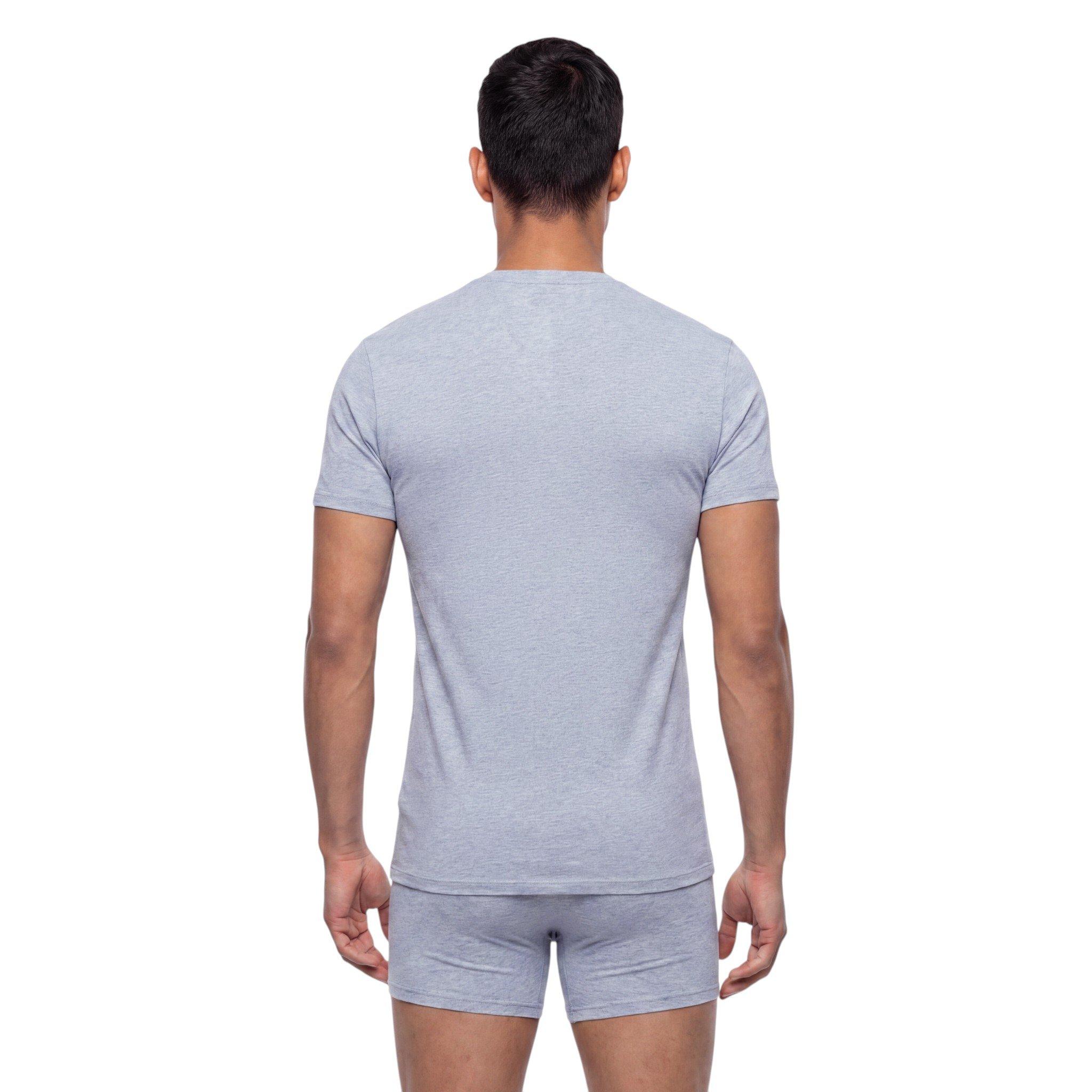 L/AB c/o Off-White Men's Chest Logo Classic Crew Undershirt (3 Pack) - Black/White/Grey - BLACK/WHITE/GREY