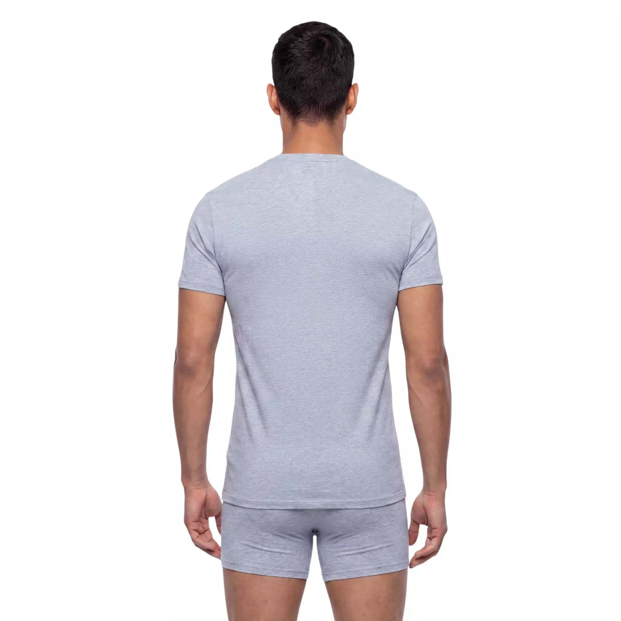 L/AB c/o Off-White Men's Chest Logo Classic Crew Undershirt (3 Pack) - Black/White/Grey - BLACK/WHITE/GREY