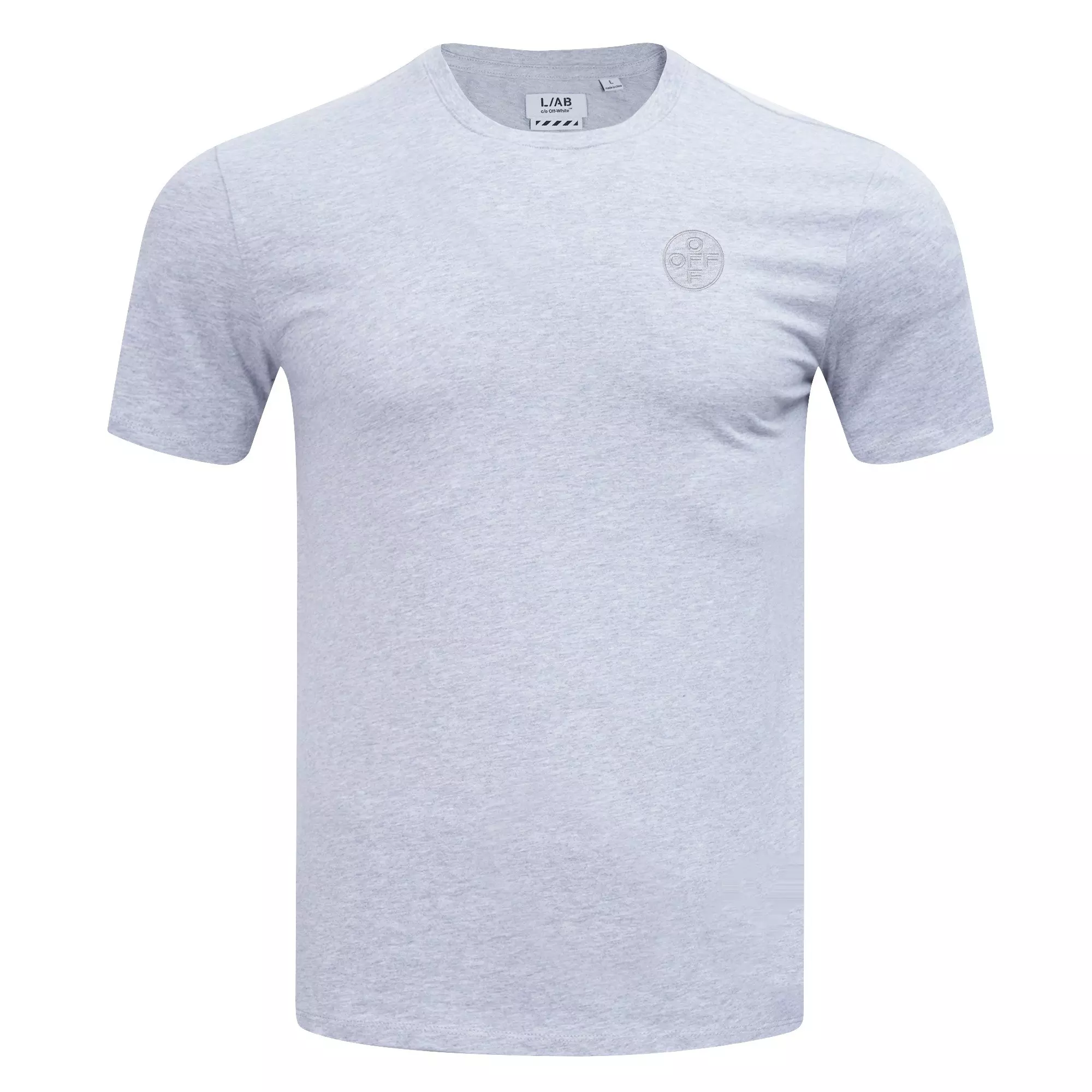 L/AB c/o Off-White Men's Chest Logo Classic Crew Undershirt (3 Pack) - Black/White/Grey - BLACK/WHITE/GREY