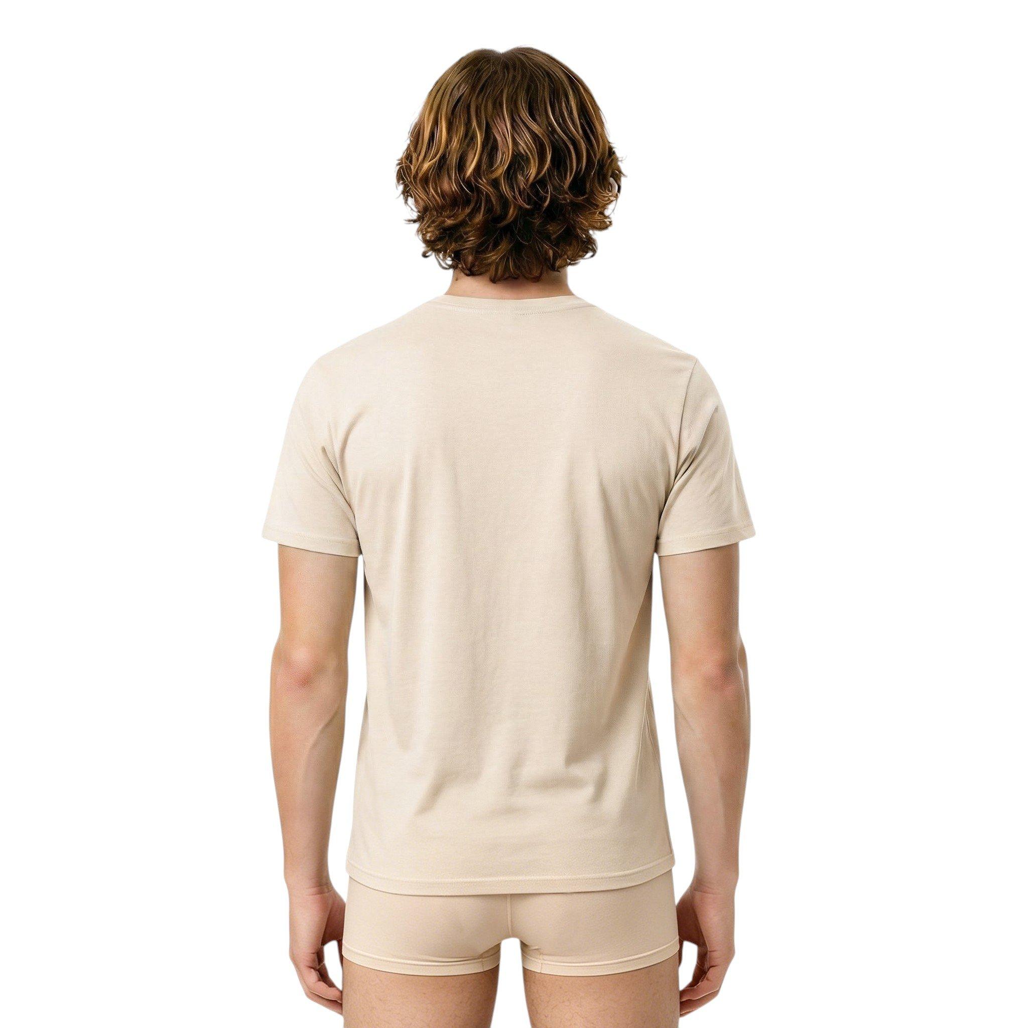 L/AB c/o Off-White Men's Chest Logo Classic Crew Undershirt (3 Pack) - Marshmallow/Birch/Grey - MARSHMALLOW/BIRCH/GREY