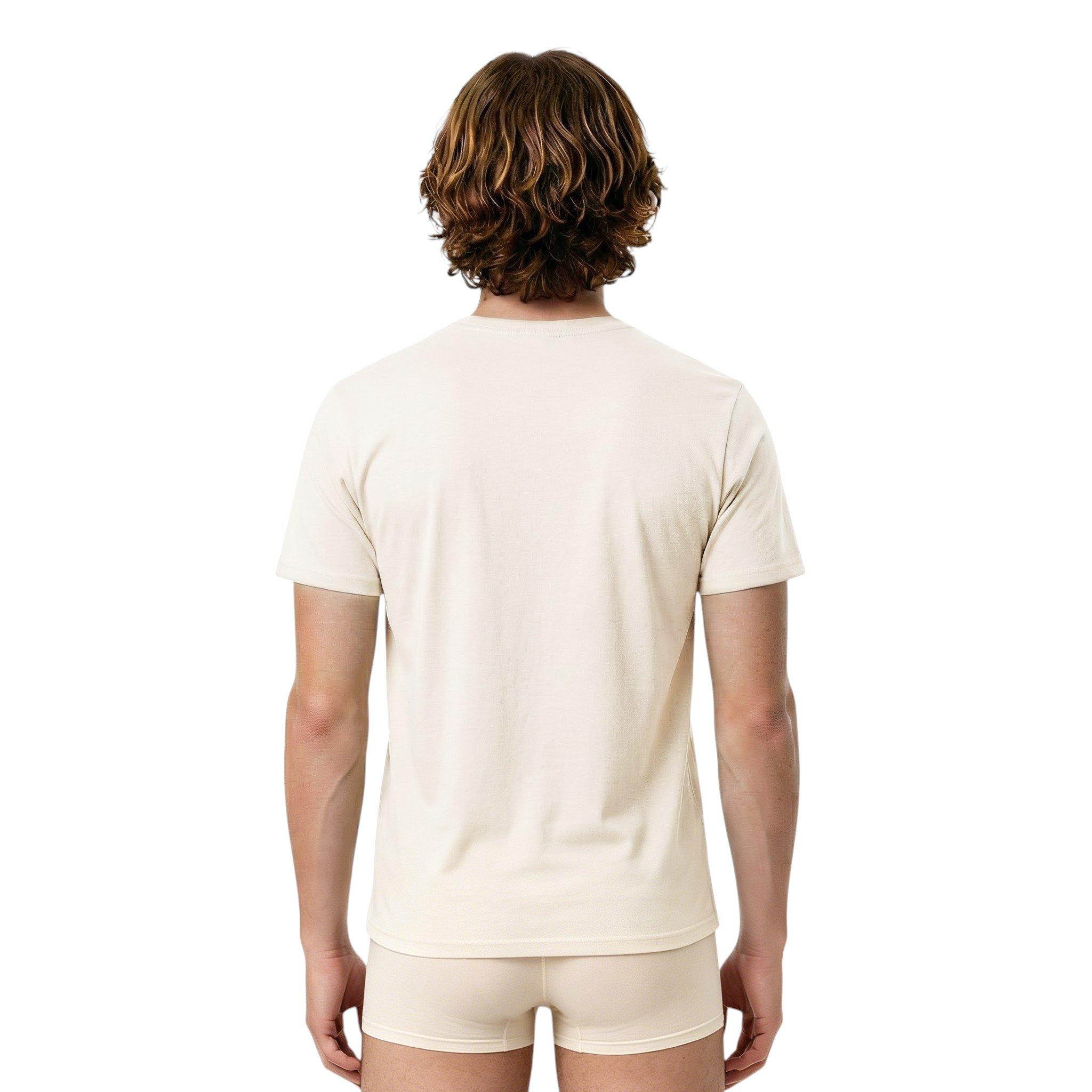 L/AB c/o Off-White Men's Chest Logo Classic Crew Undershirt (3 Pack) - Marshmallow/Birch/Grey - MARSHMALLOW/BIRCH/GREY
