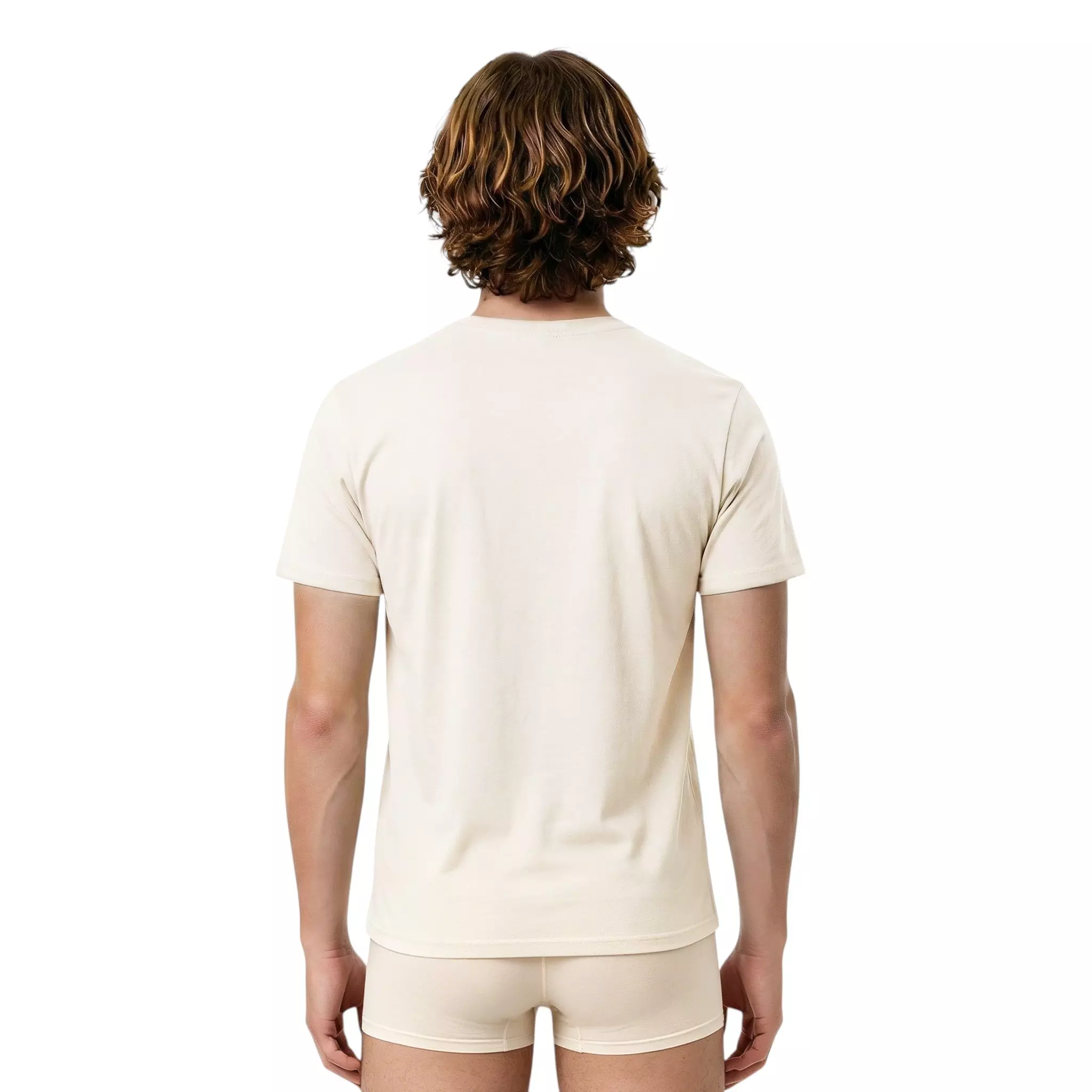L/AB c/o Off-White Men's Chest Logo Classic Crew Undershirt (3 Pack) - Marshmallow/Birch/Grey - MARSHMALLOW/BIRCH/GREY