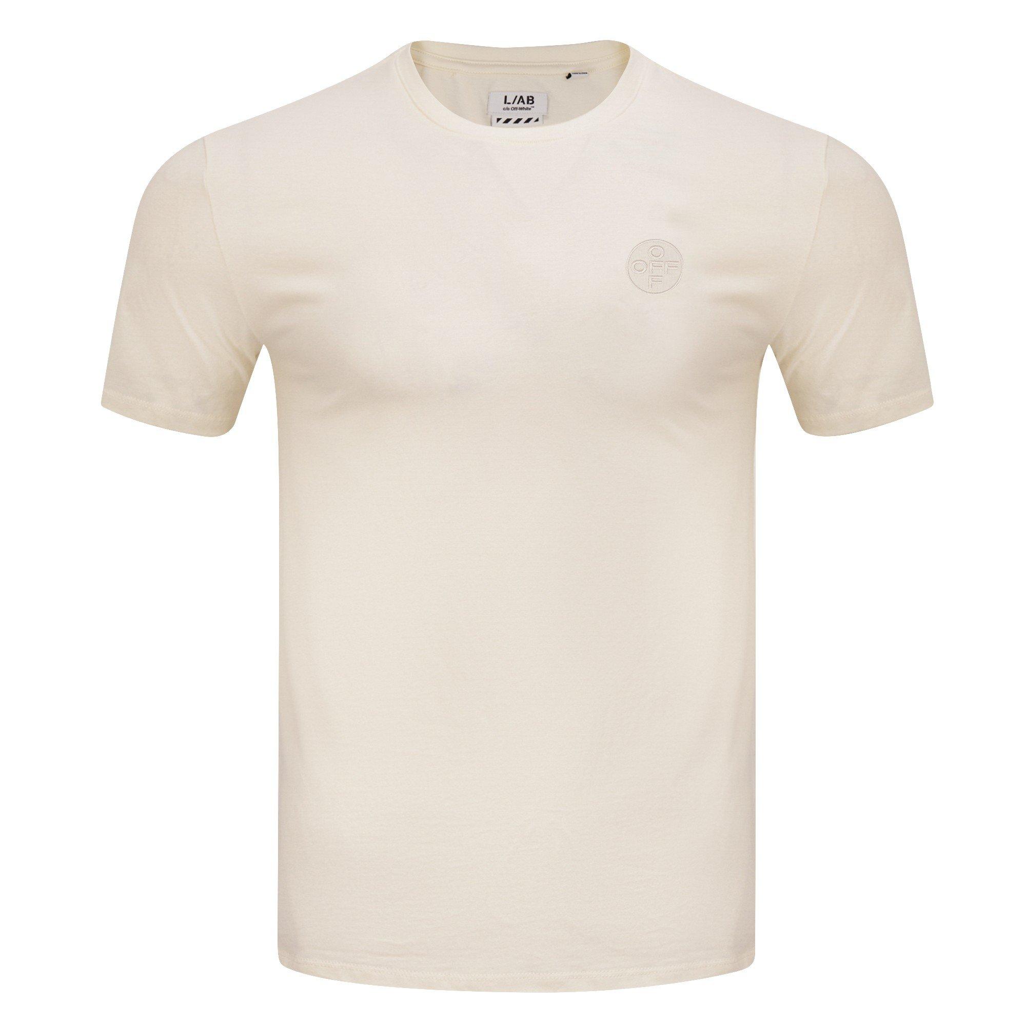L/AB c/o Off-White Men's Chest Logo Classic Crew Undershirt (3 Pack) - Marshmallow/Birch/Grey - MARSHMALLOW/BIRCH/GREY