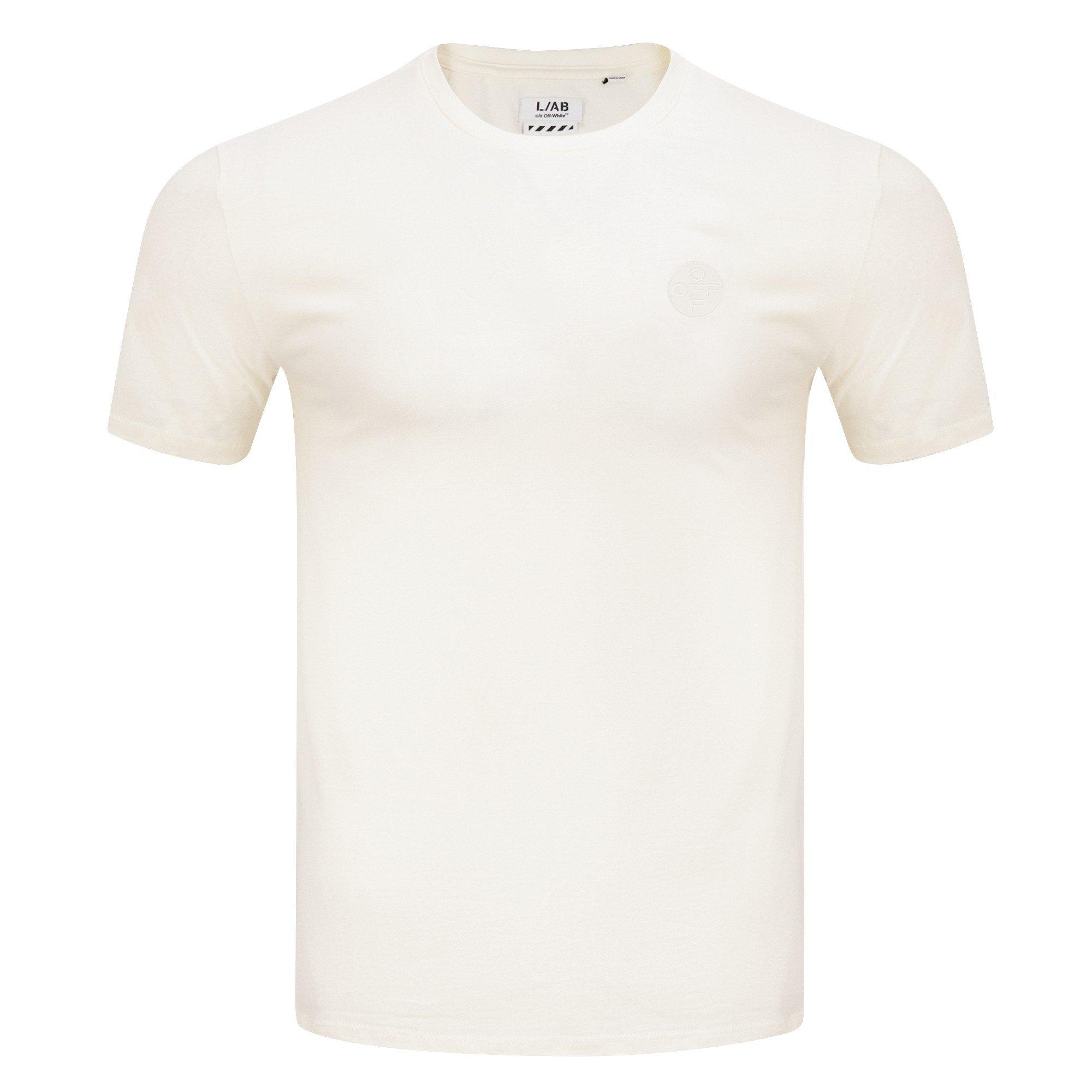 L/AB c/o Off-White Men's Chest Logo Classic Crew Undershirt (3 Pack) - Marshmallow/Birch/Grey - MARSHMALLOW/BIRCH/GREY