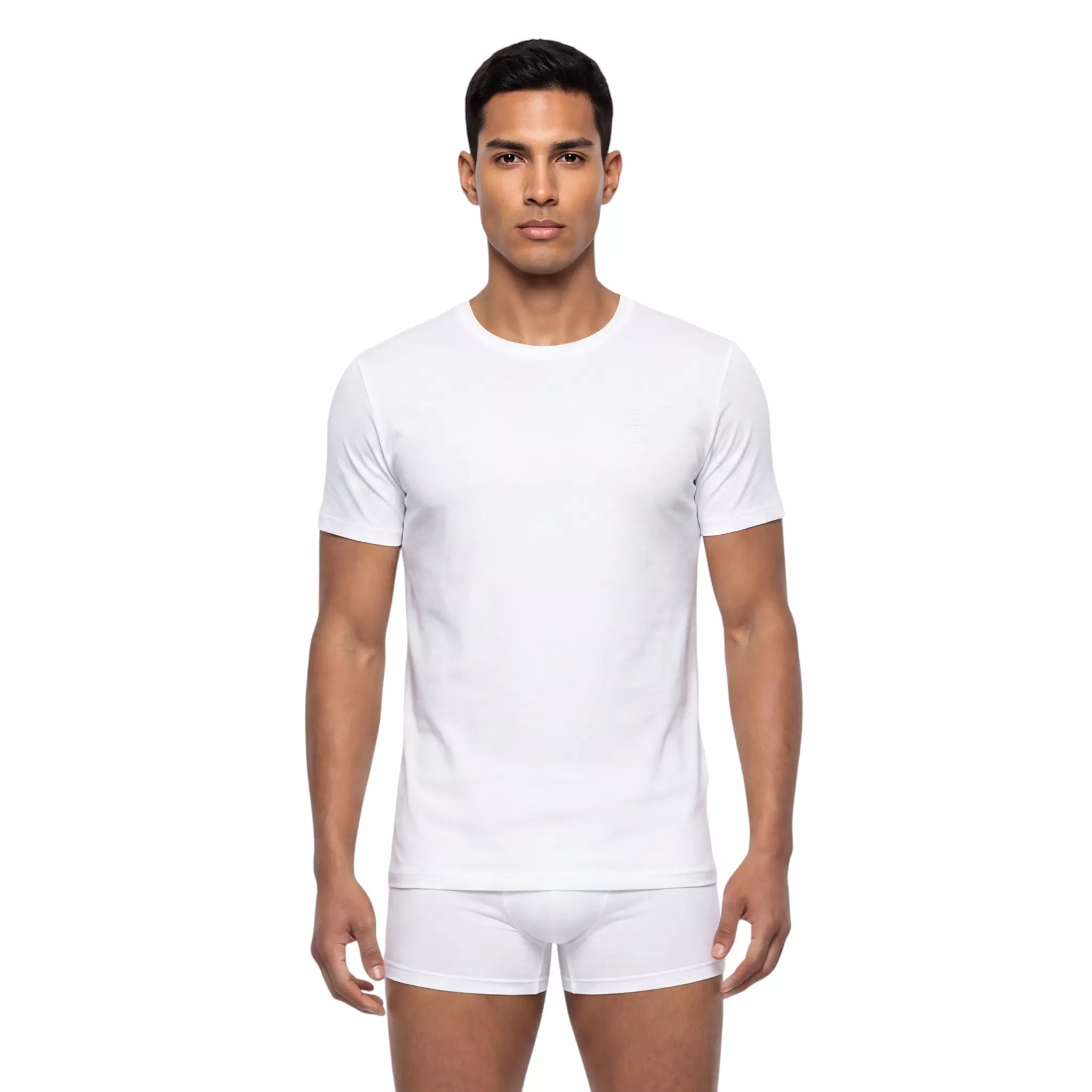 L/AB c/o Off-White Men's Chest Logo Classic Crew Undershirt (3 Pack) - White - WHITE