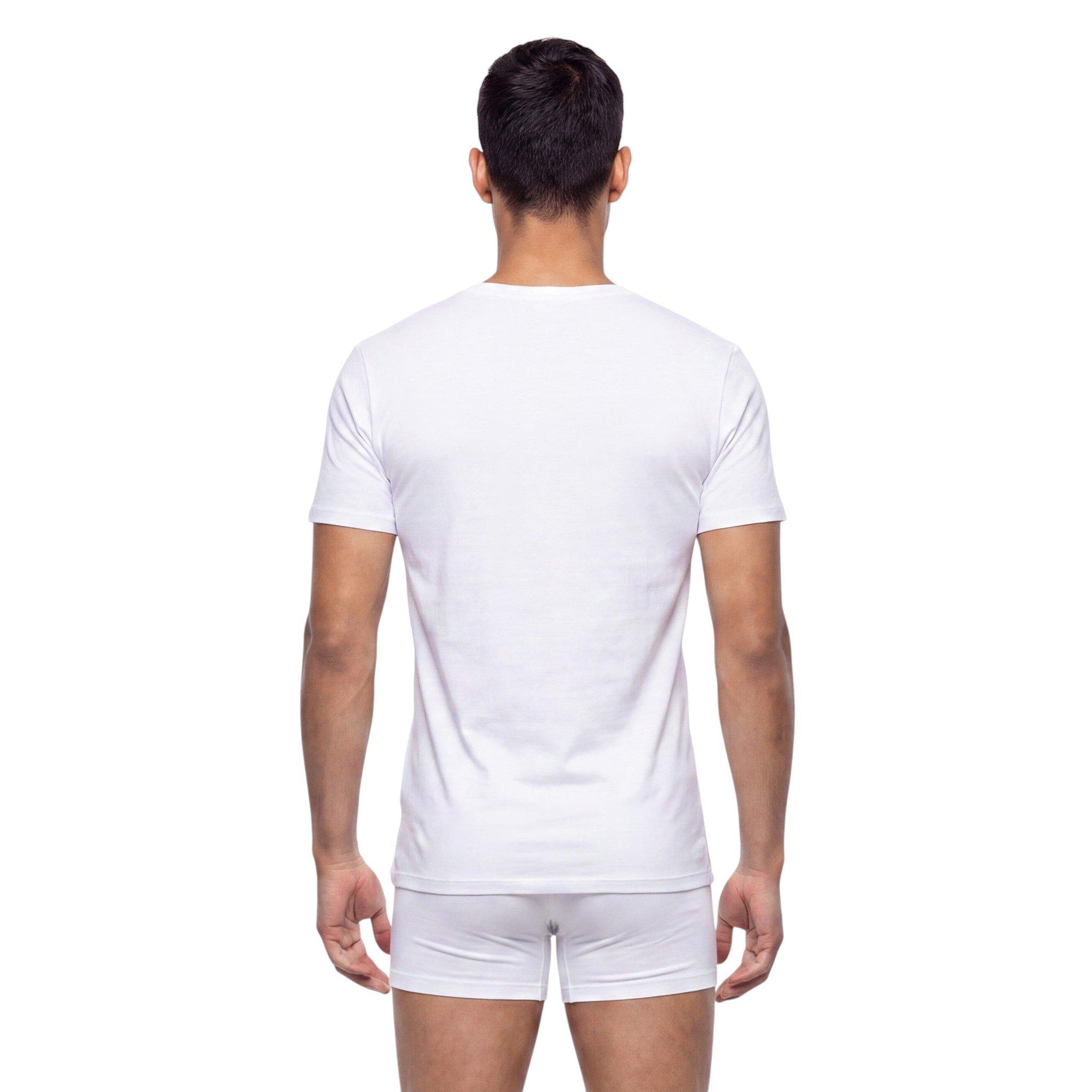 L/AB c/o Off-White Men's Chest Logo Classic Crew Undershirt (3 Pack) - White - WHITE