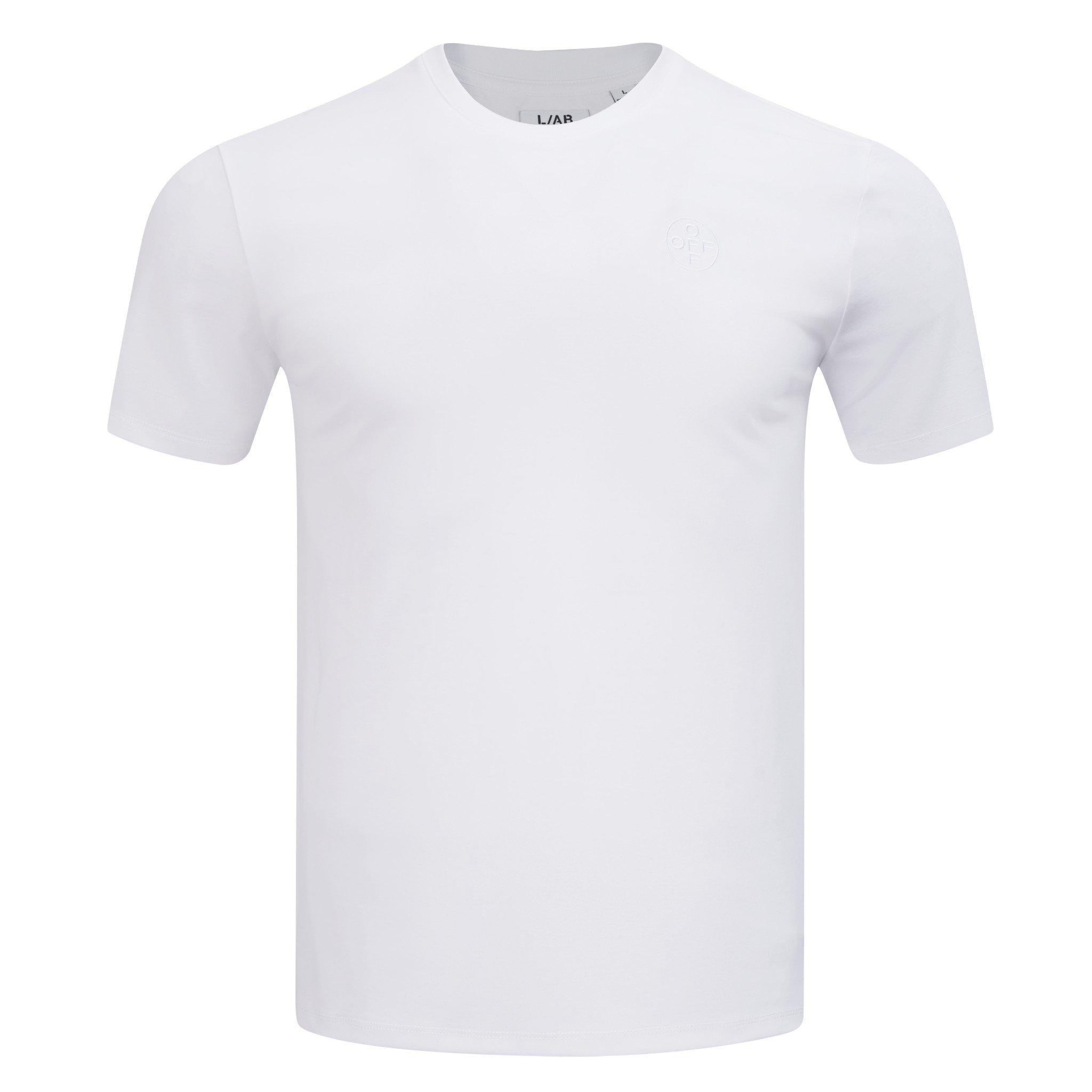 L/AB c/o Off-White Men's Chest Logo Classic Crew Undershirt (3 Pack) - White - WHITE
