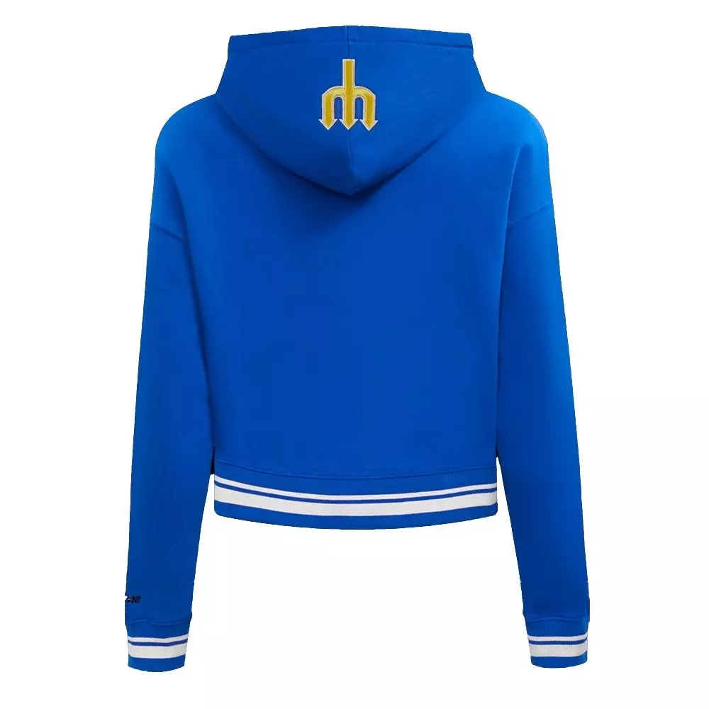 Pro Standard Women's MLB Seattle Mariners Retro Classic Cropped Fleece Hoodie - Royal Blue - ROYAL