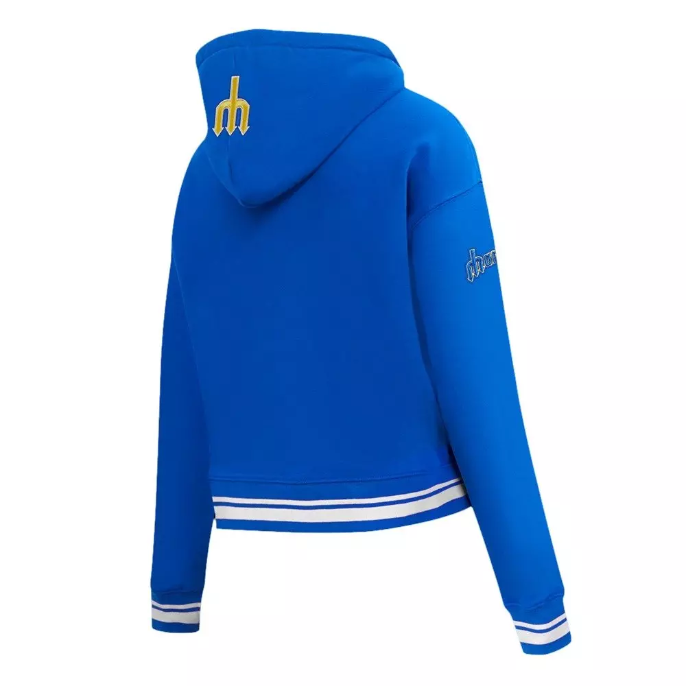 Pro Standard Women's MLB Seattle Mariners Retro Classic Cropped Fleece Hoodie - Royal Blue - ROYAL