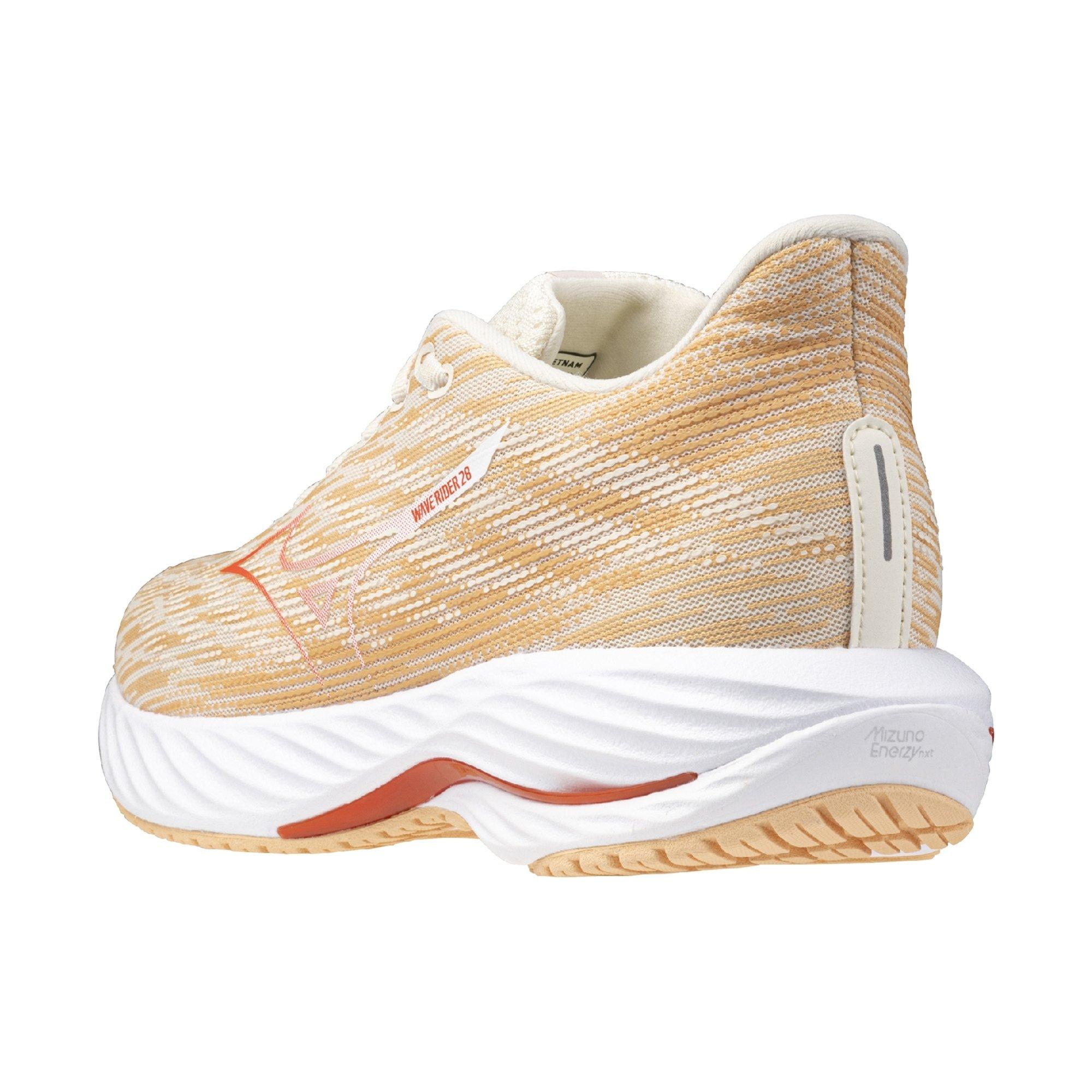 Mizuno Wave Rider 28 "Pristine/Spicy Orange" Women's Running Shoe - PRISTINE/ORANGE Thumbnail View 4