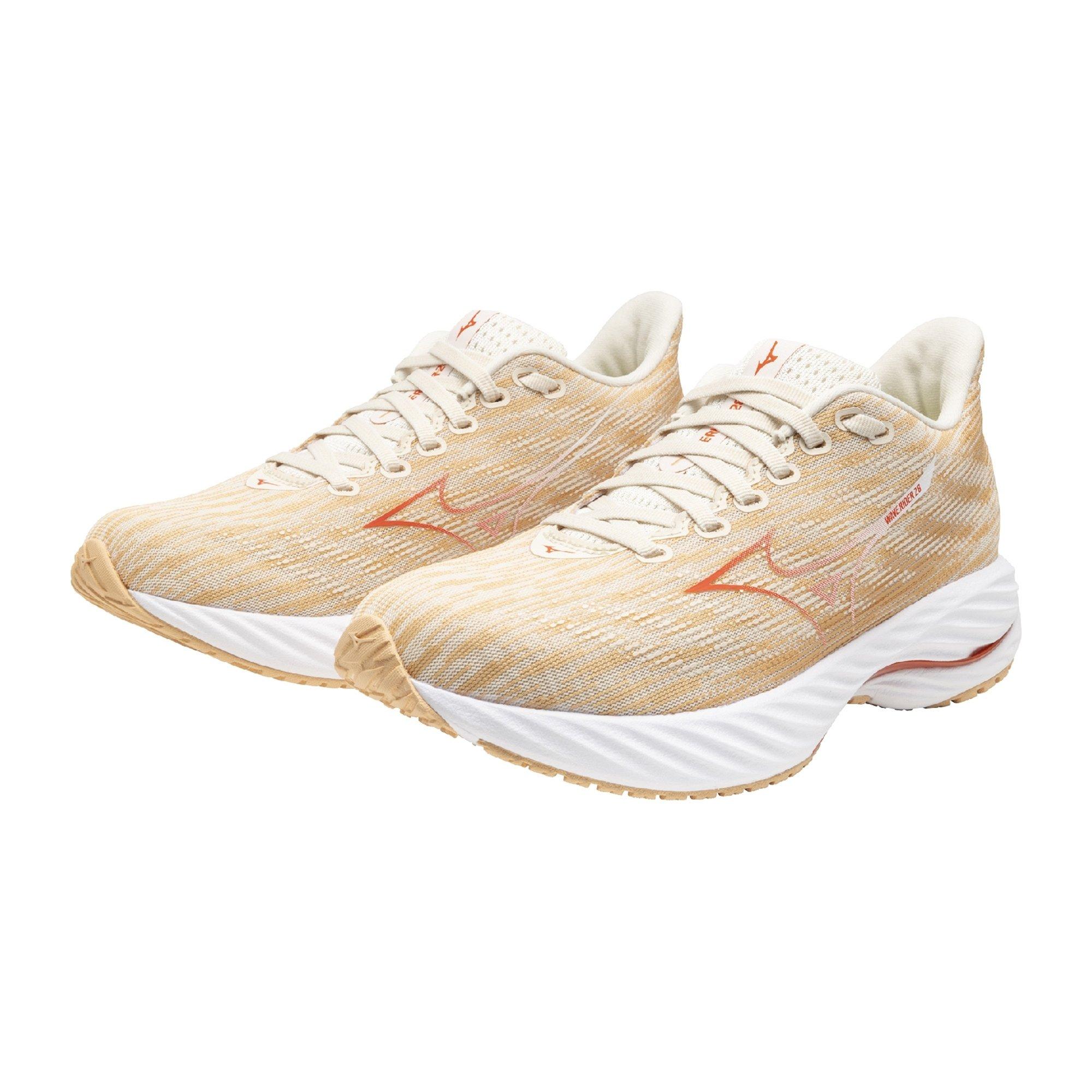 Mizuno Wave Rider 28 "Pristine/Spicy Orange" Women's Running Shoe - PRISTINE/ORANGE Thumbnail View 5