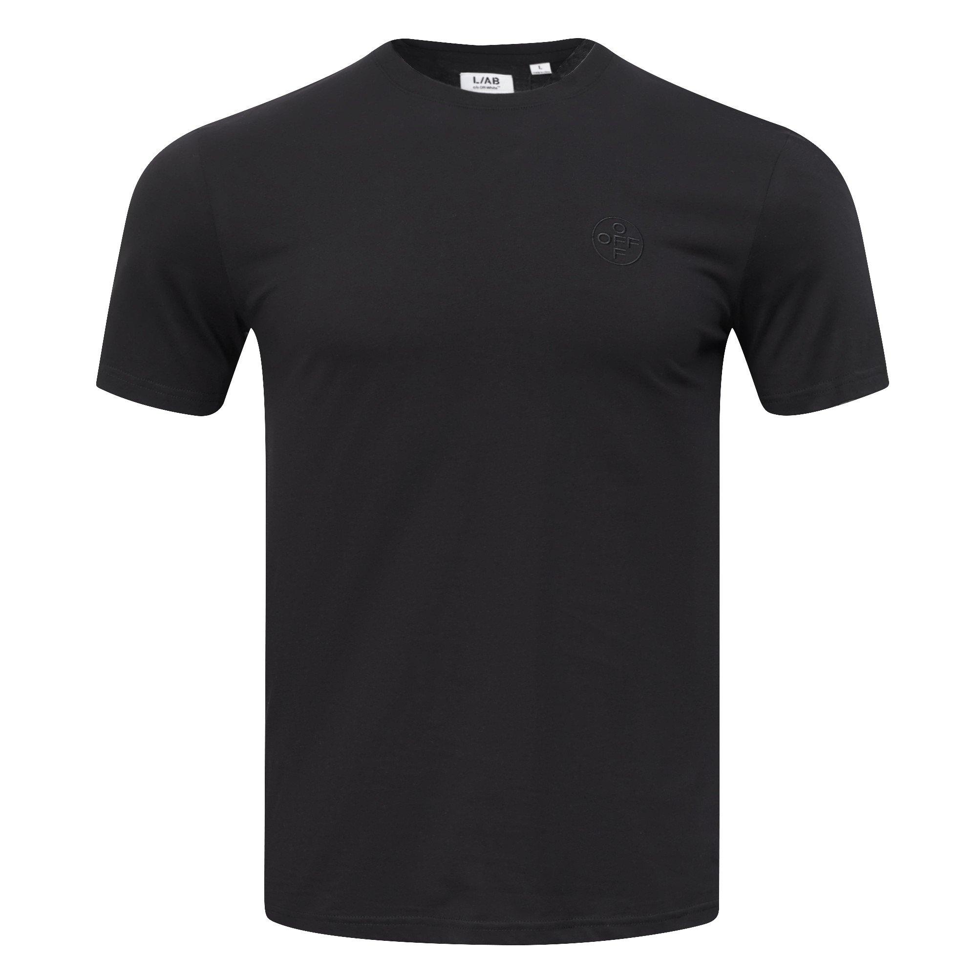 L/AB c/o Off-White Men's Chest Logo Slim Crew Undershirt (3 Pack) - Black - BLACK