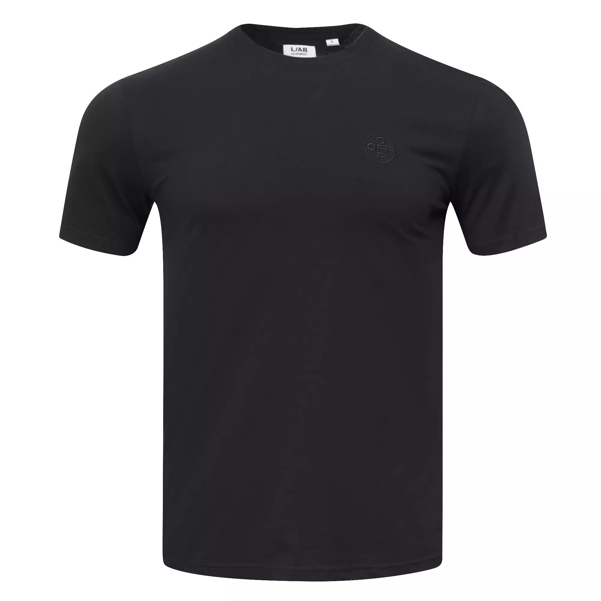 L/AB c/o Off-White Men's Chest Logo Slim Crew Undershirt (3 Pack) - Black - BLACK