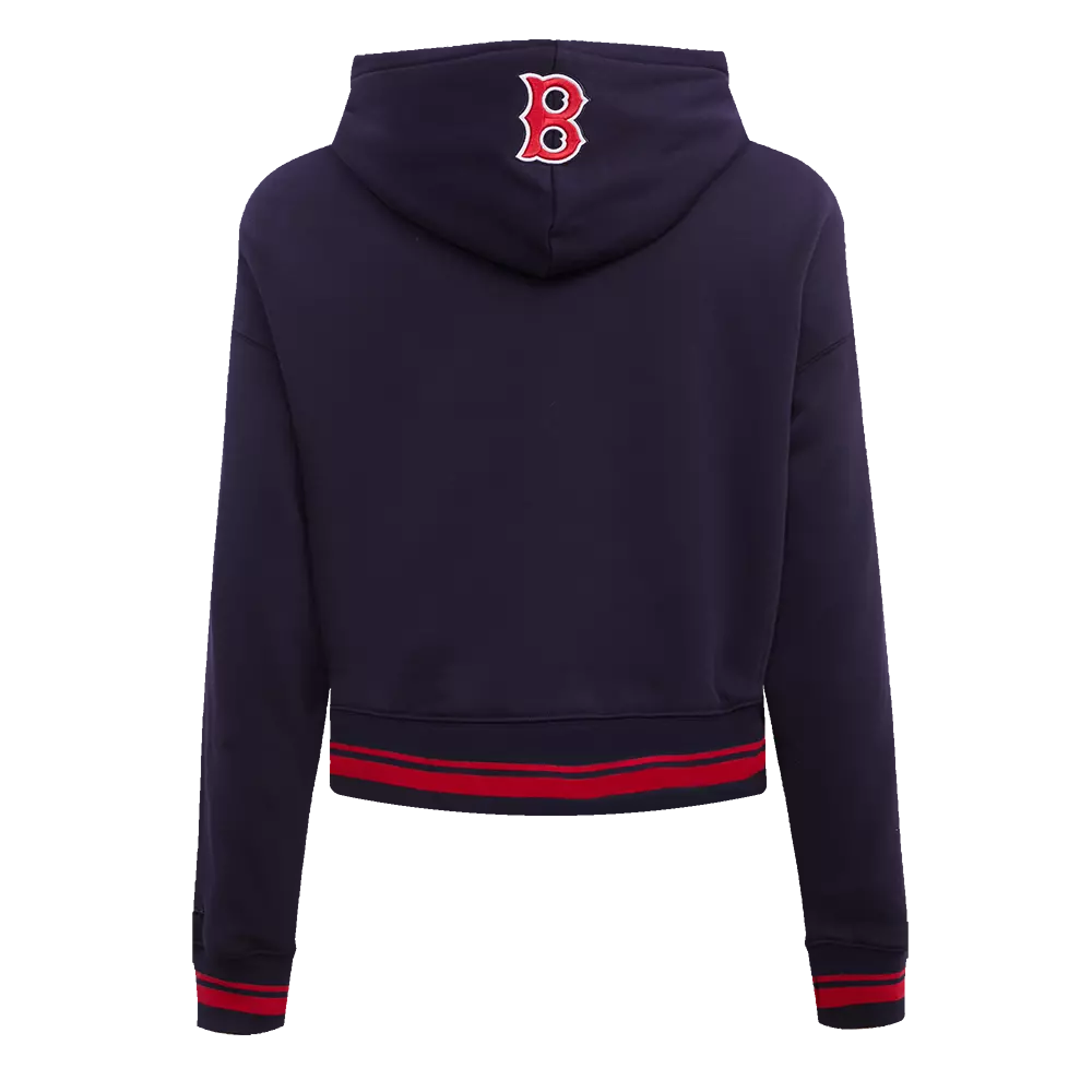 Pro Standard Women's MLB Boston Red Sox Retro Classic Cropped Fleece Hoodie -Navy/Red - NAVY/RED