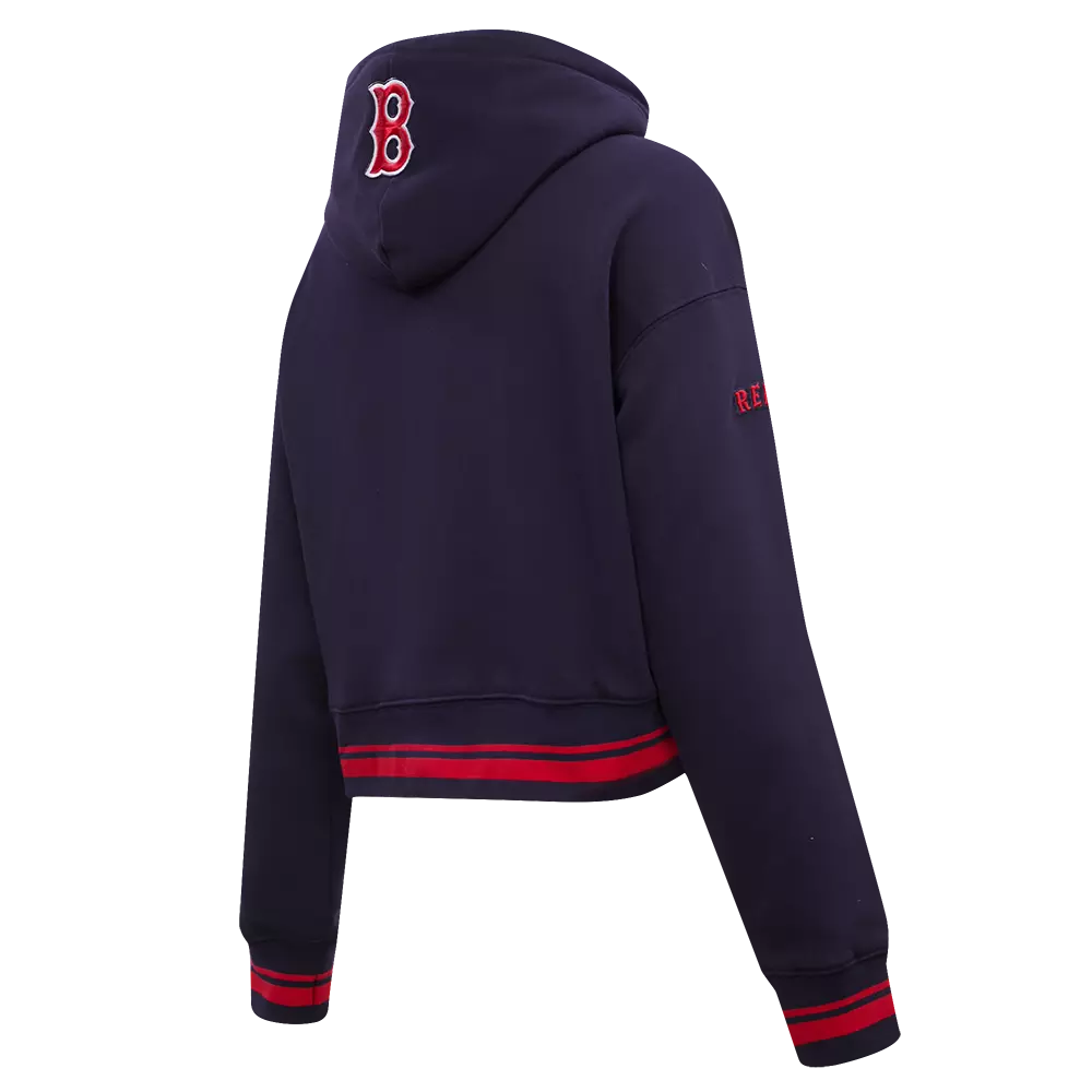 Pro Standard Women's MLB Boston Red Sox Retro Classic Cropped Fleece Hoodie -Navy/Red - NAVY/RED