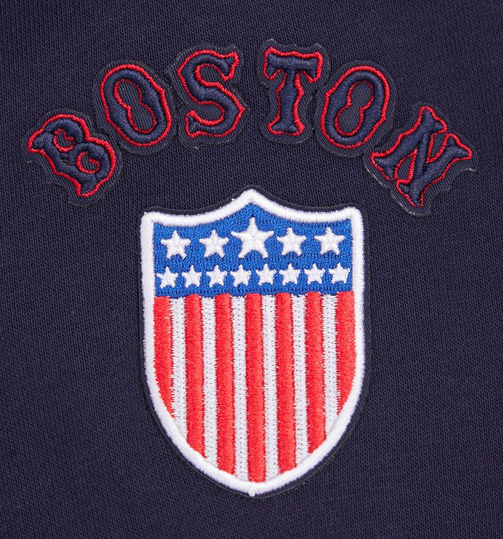 Pro Standard Women's MLB Boston Red Sox Retro Classic Cropped Fleece Hoodie -Navy/Red - NAVY/RED Thumbnail View 7