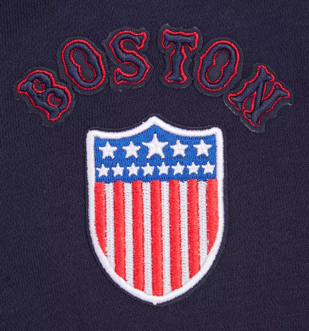 Pro Standard Women's MLB Boston Red Sox Retro Classic Cropped Fleece Hoodie -Navy/Red - NAVY/RED