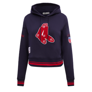 Pro Standard Women's MLB Boston Red Sox Retro Classic Cropped Fleece Hoodie -Navy/Red