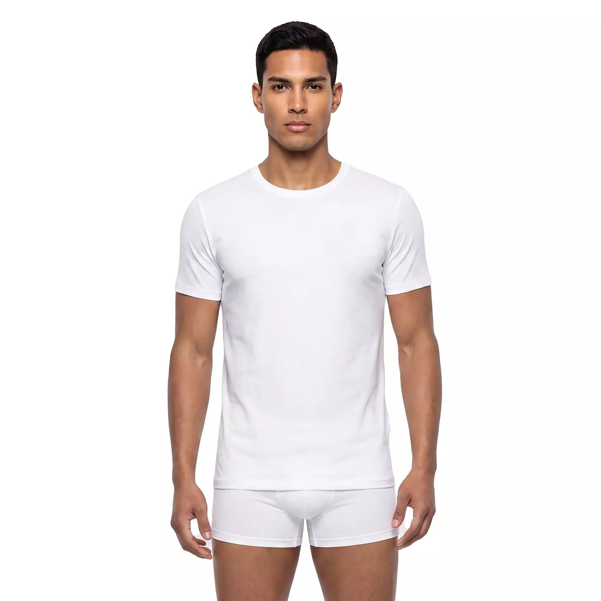 L/AB c/o Off-White Men's Chest Logo Slim Crew Undershirt (3 Pack) - Black/White/Grey - BLACK/WHITE/GREY